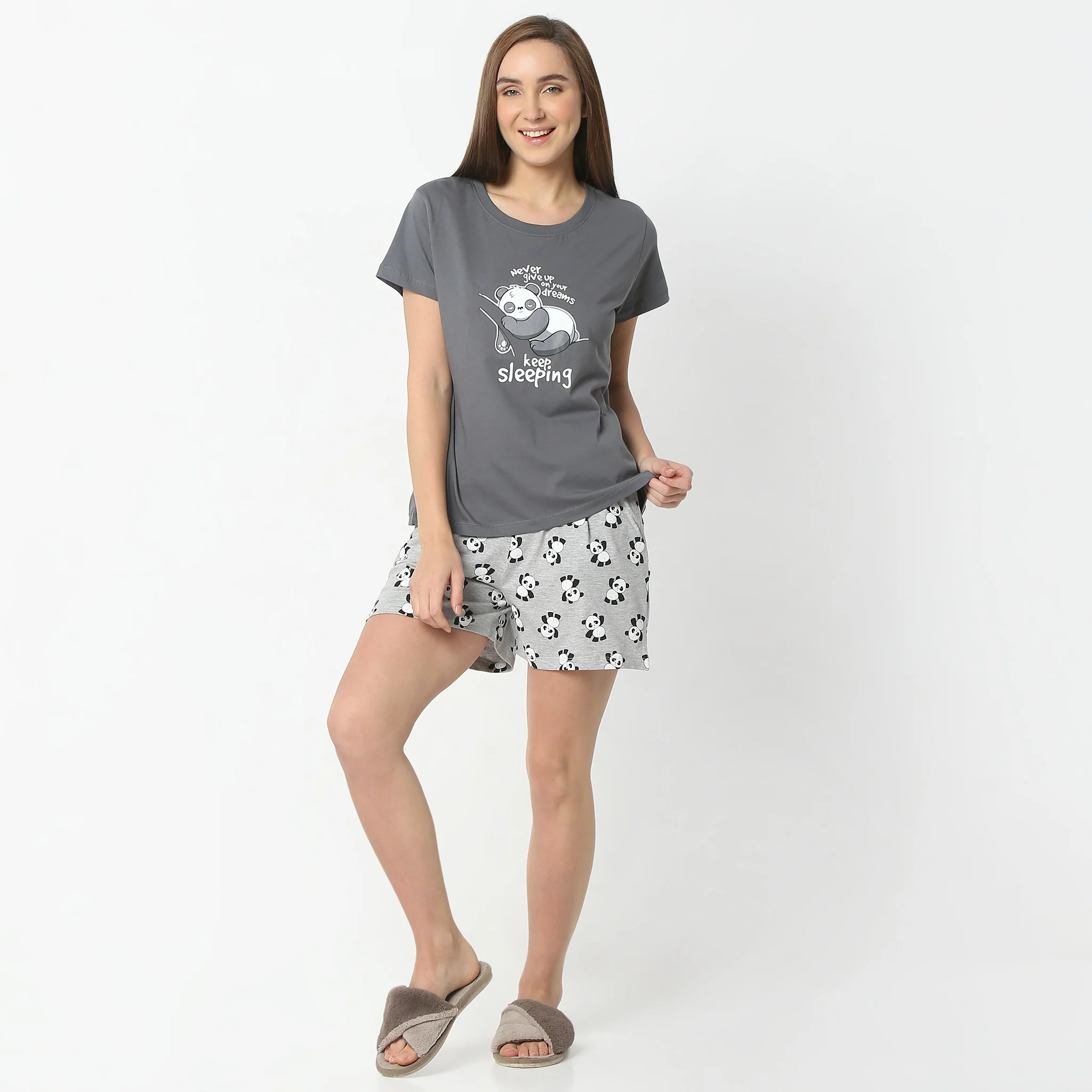 Printed Crew Neck Short Sleeve Lounge T-Shirt