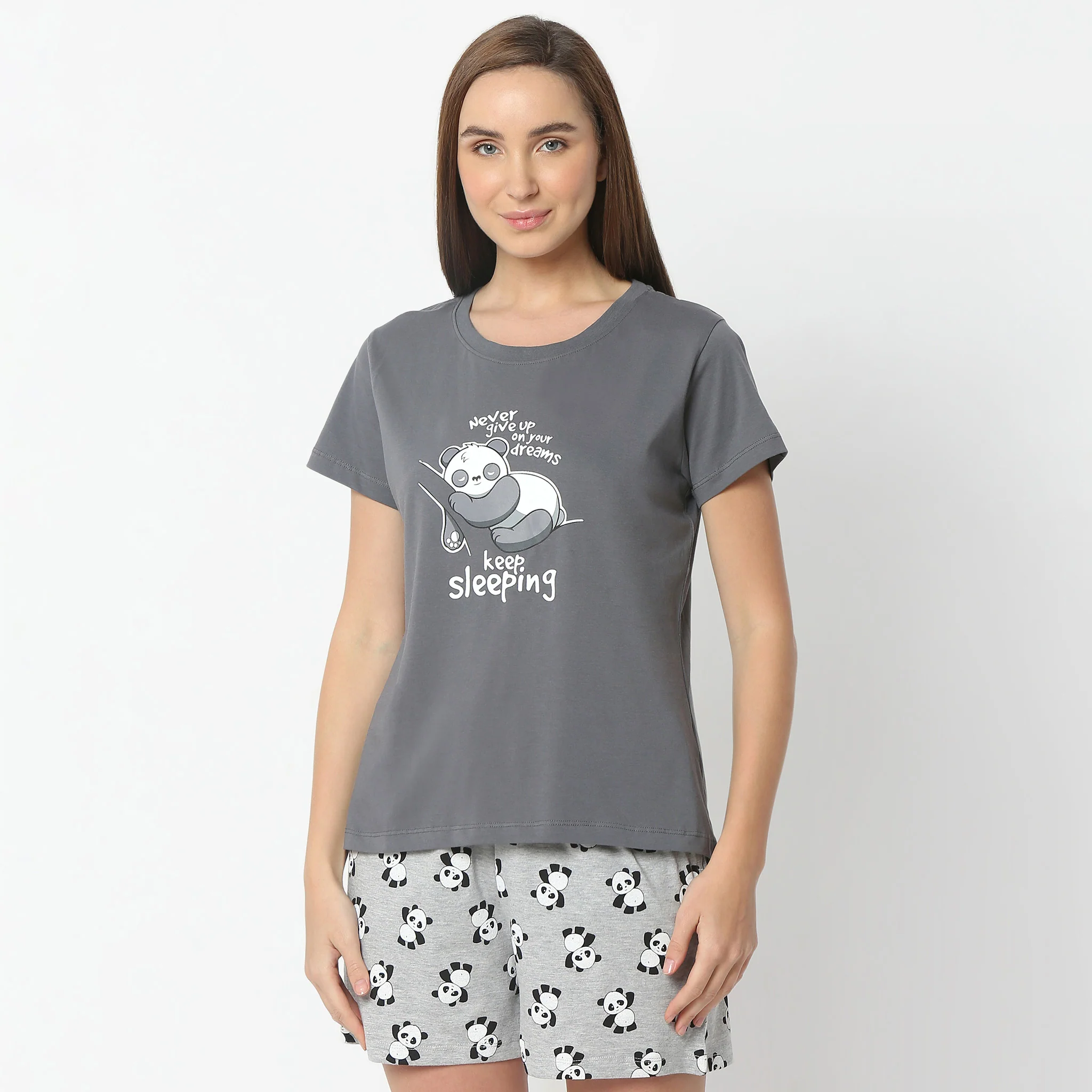 Printed Crew Neck Short Sleeve Lounge T-Shirt - Image 2