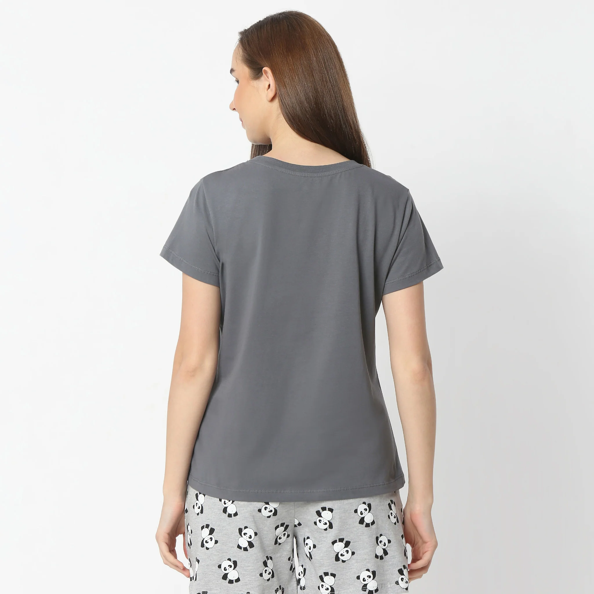 Printed Crew Neck Short Sleeve Lounge T-Shirt - Image 3