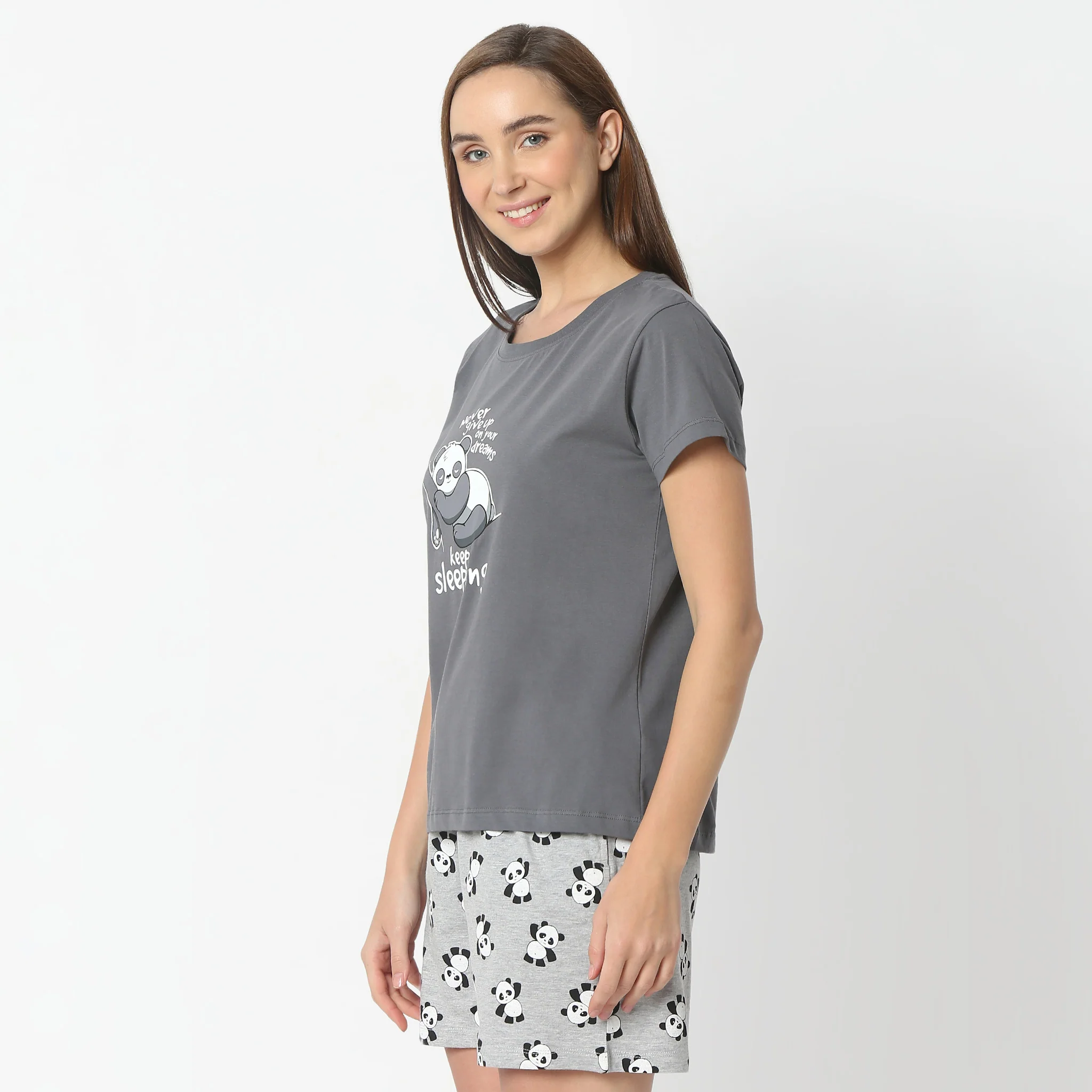 Printed Crew Neck Short Sleeve Lounge T-Shirt - Image 5