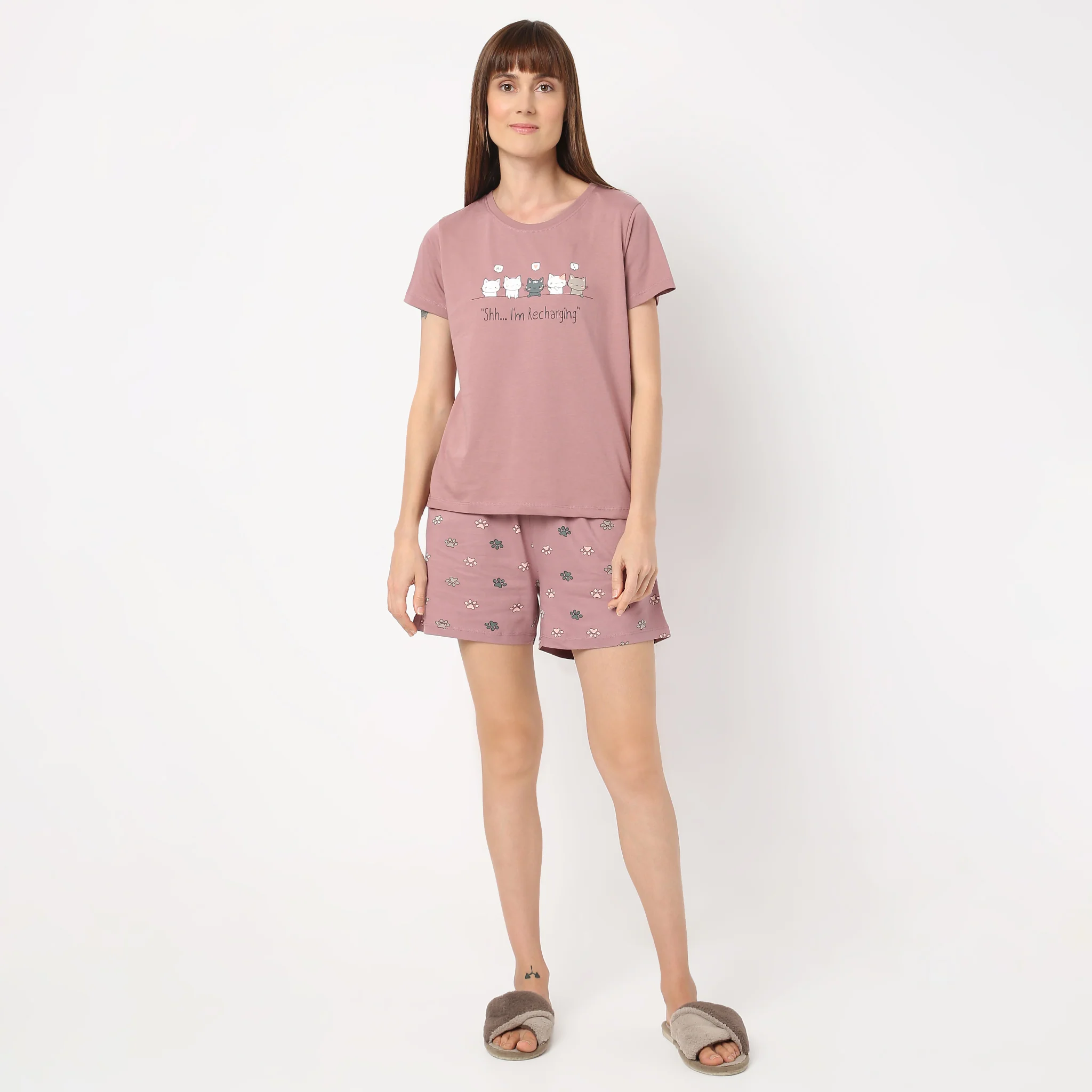 Crew Neck Short Sleeve Printed Lounge T-Shirt - Image 2