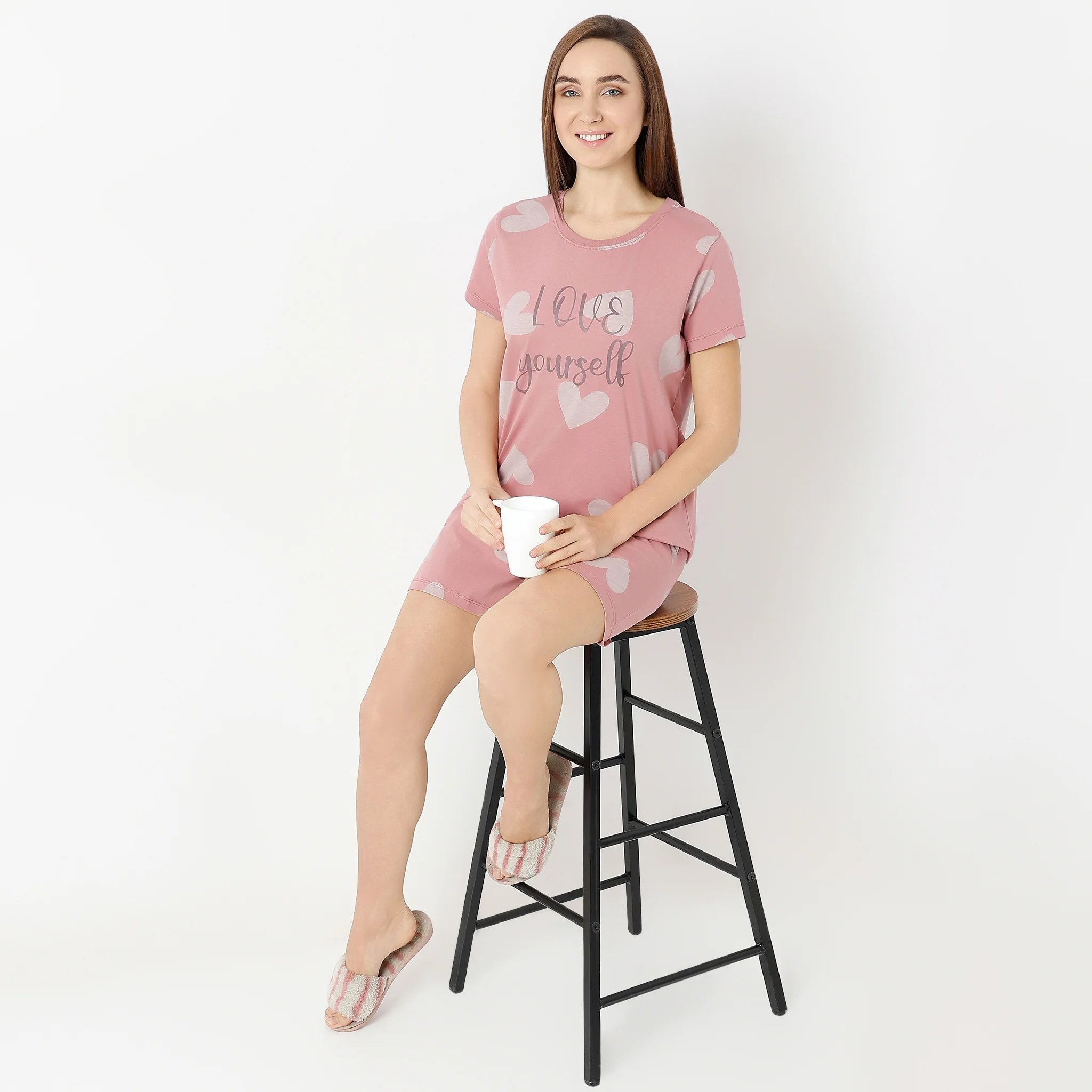 Crew Neck Short Sleeve Printed Lounge T-Shirt