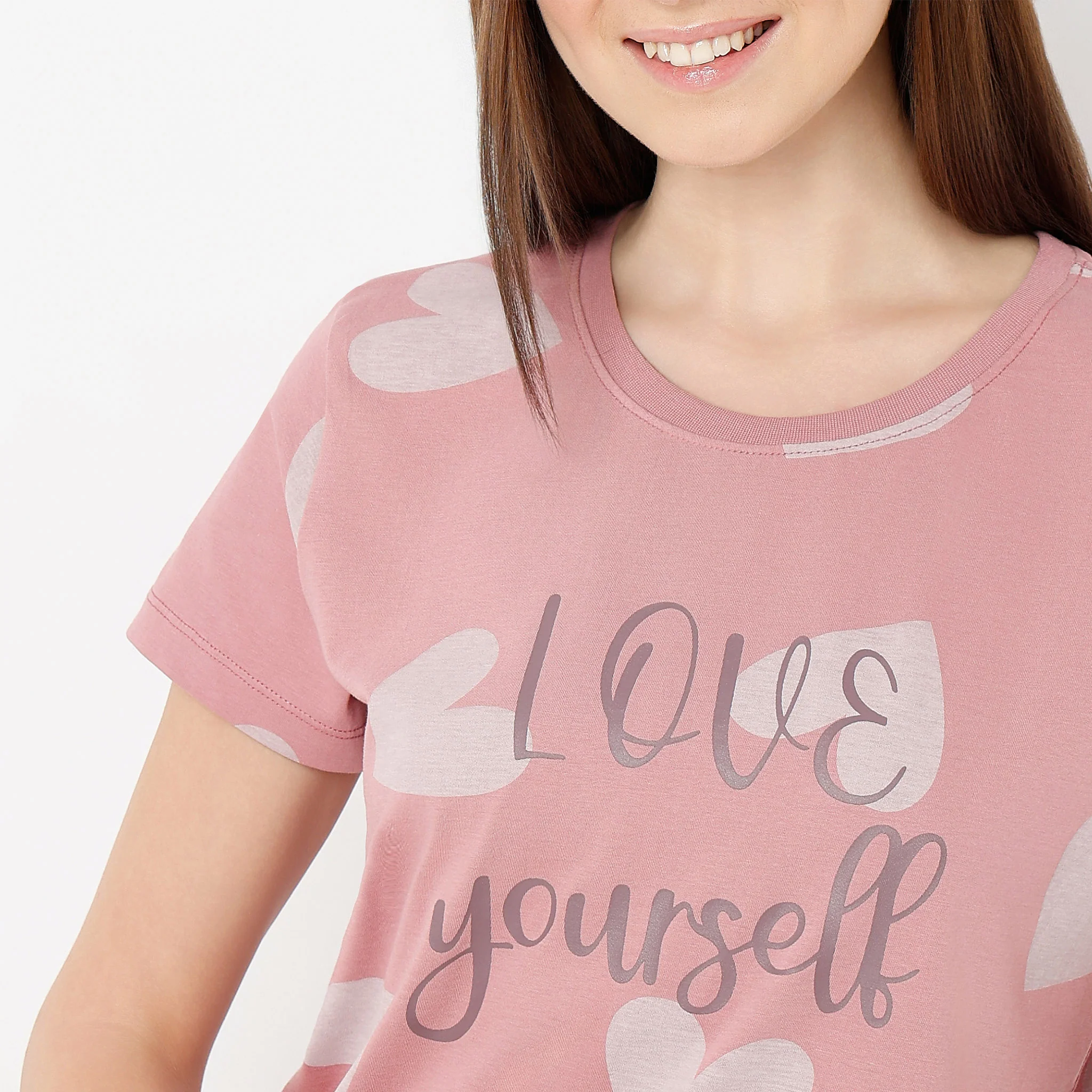 Crew Neck Short Sleeve Printed Lounge T-Shirt - Image 4