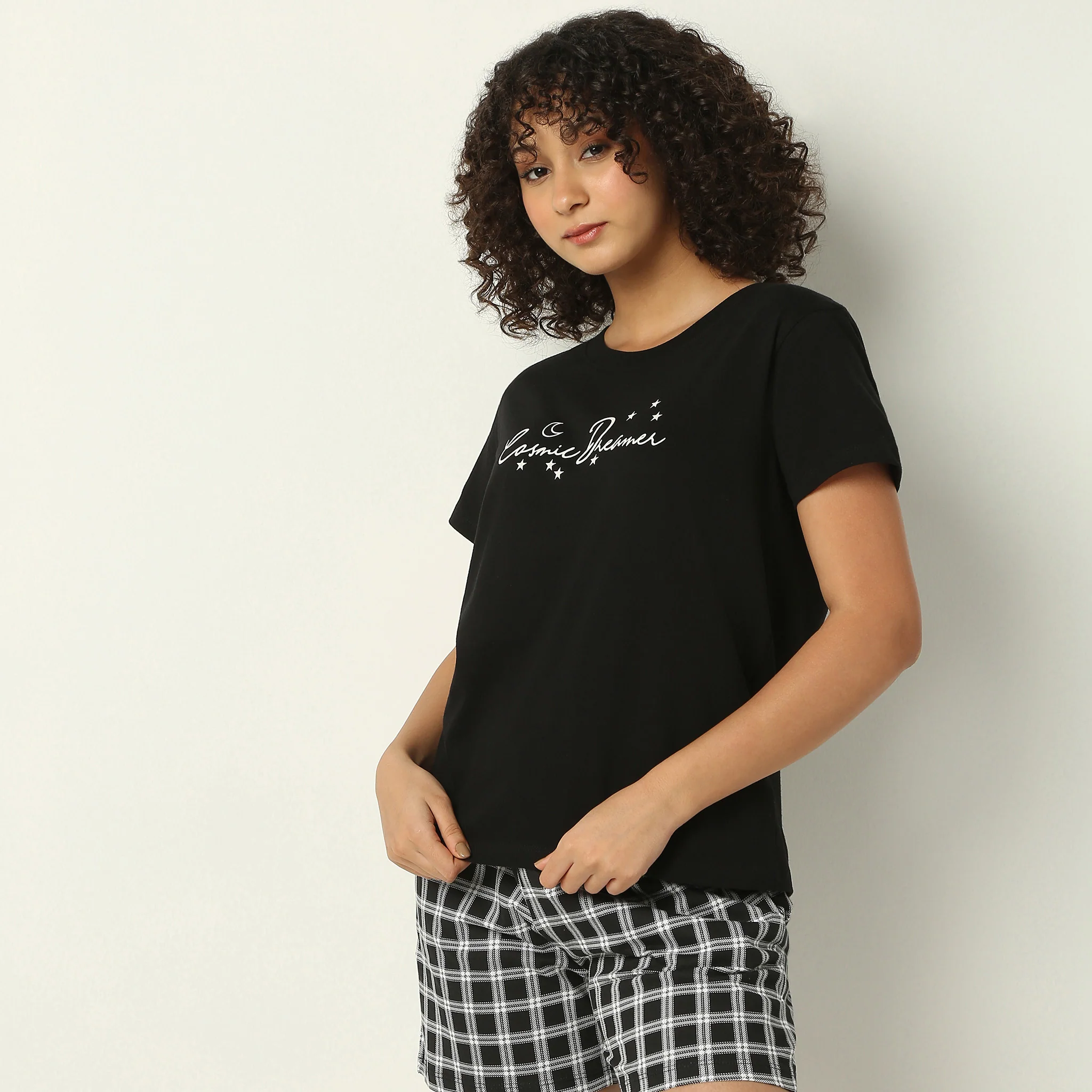 Crew Neck Short Sleeve Cotton Slogan Graphic Printed Lounge T-Shirt - Image 5