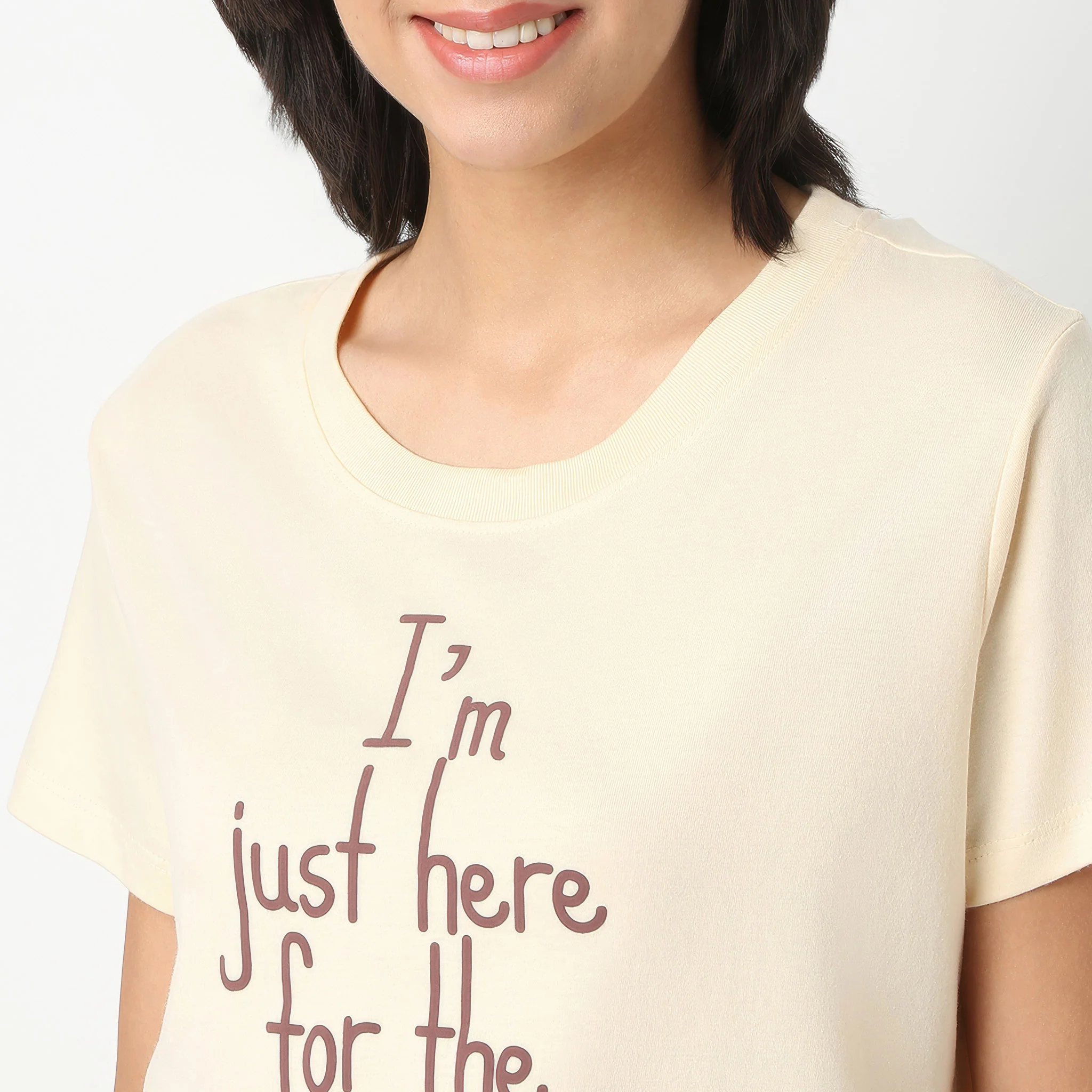 Crew Neck Short Sleeve Cotton Slogan Graphic Printed Lounge T-Shirt - Image 4