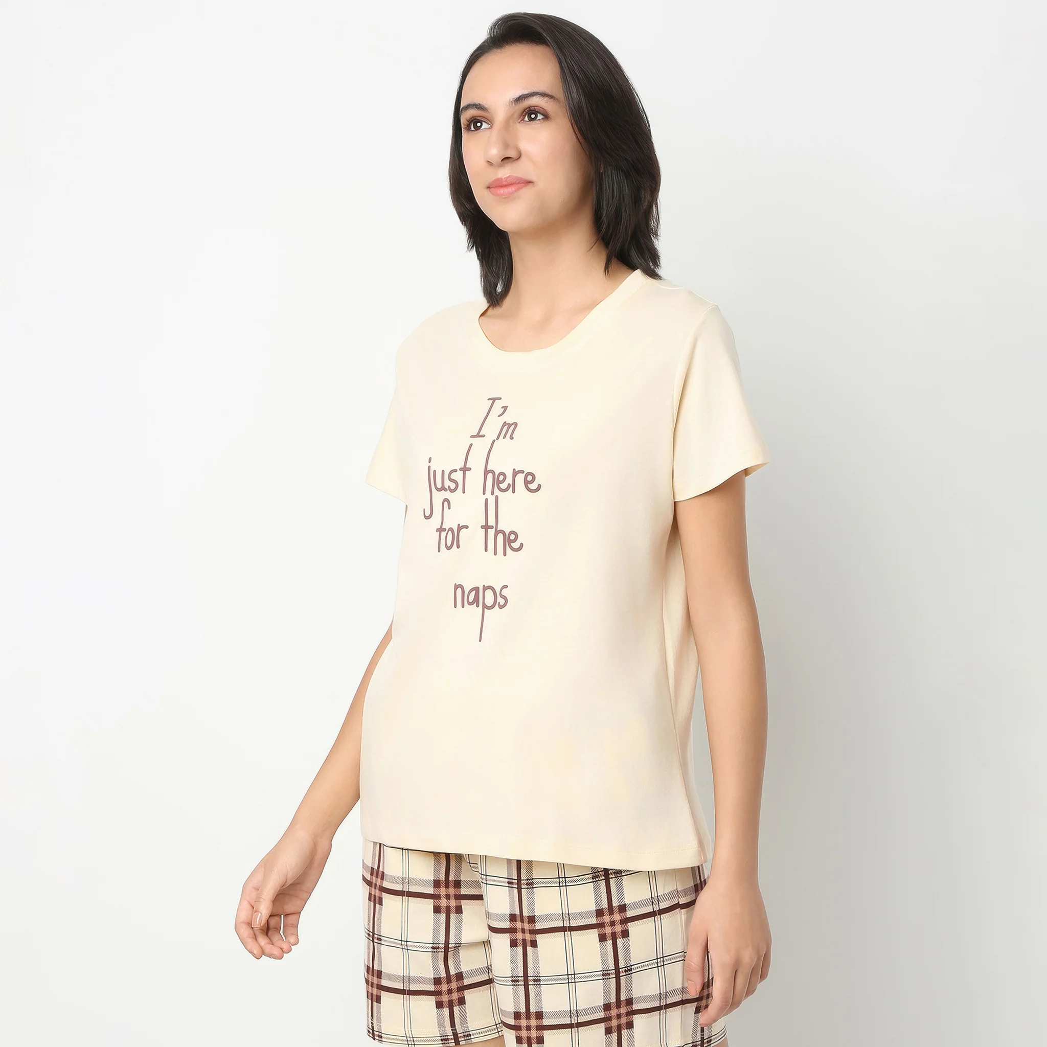 Crew Neck Short Sleeve Cotton Slogan Graphic Printed Lounge T-Shirt - Image 5