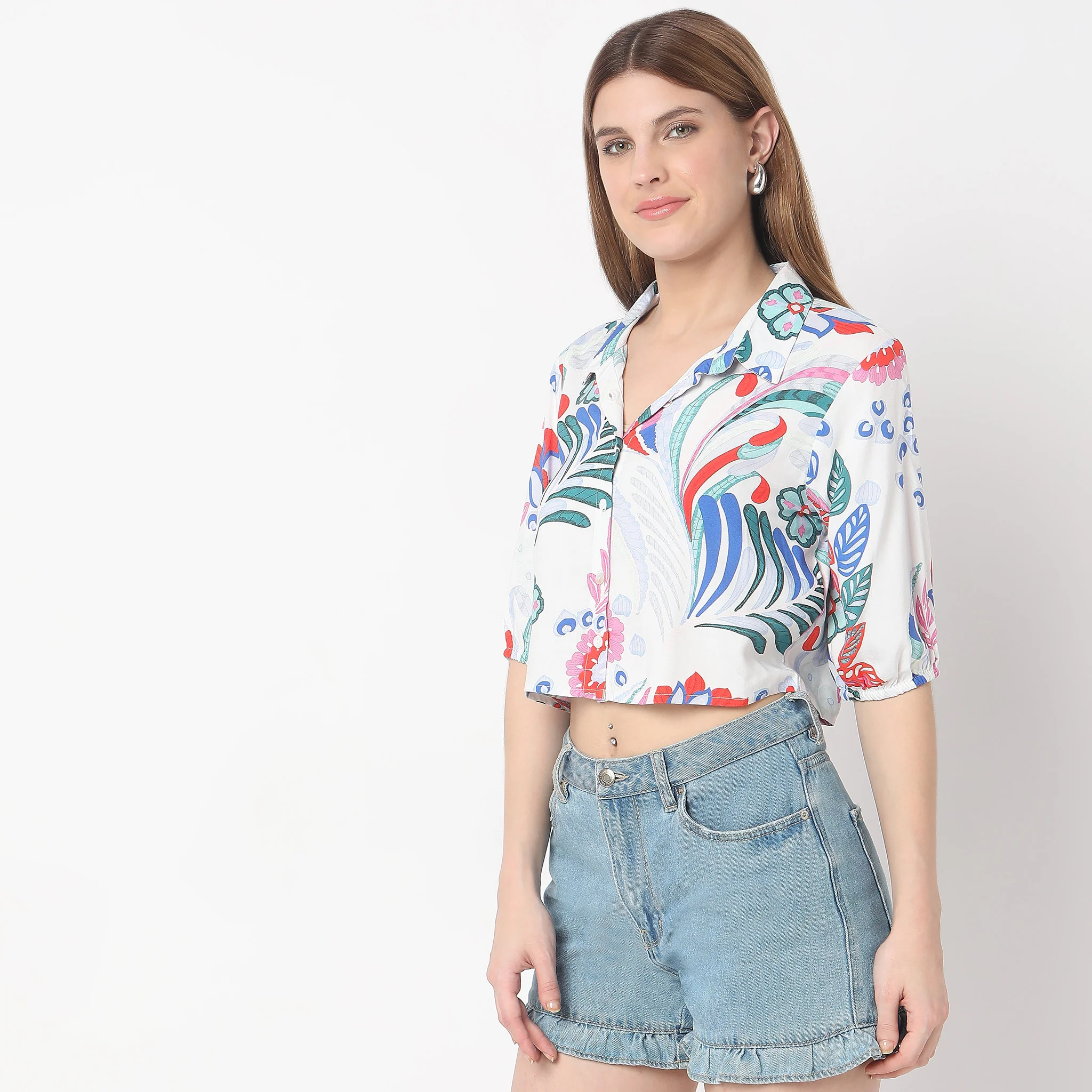 Regular Fit Printed Crop Top - Image 5