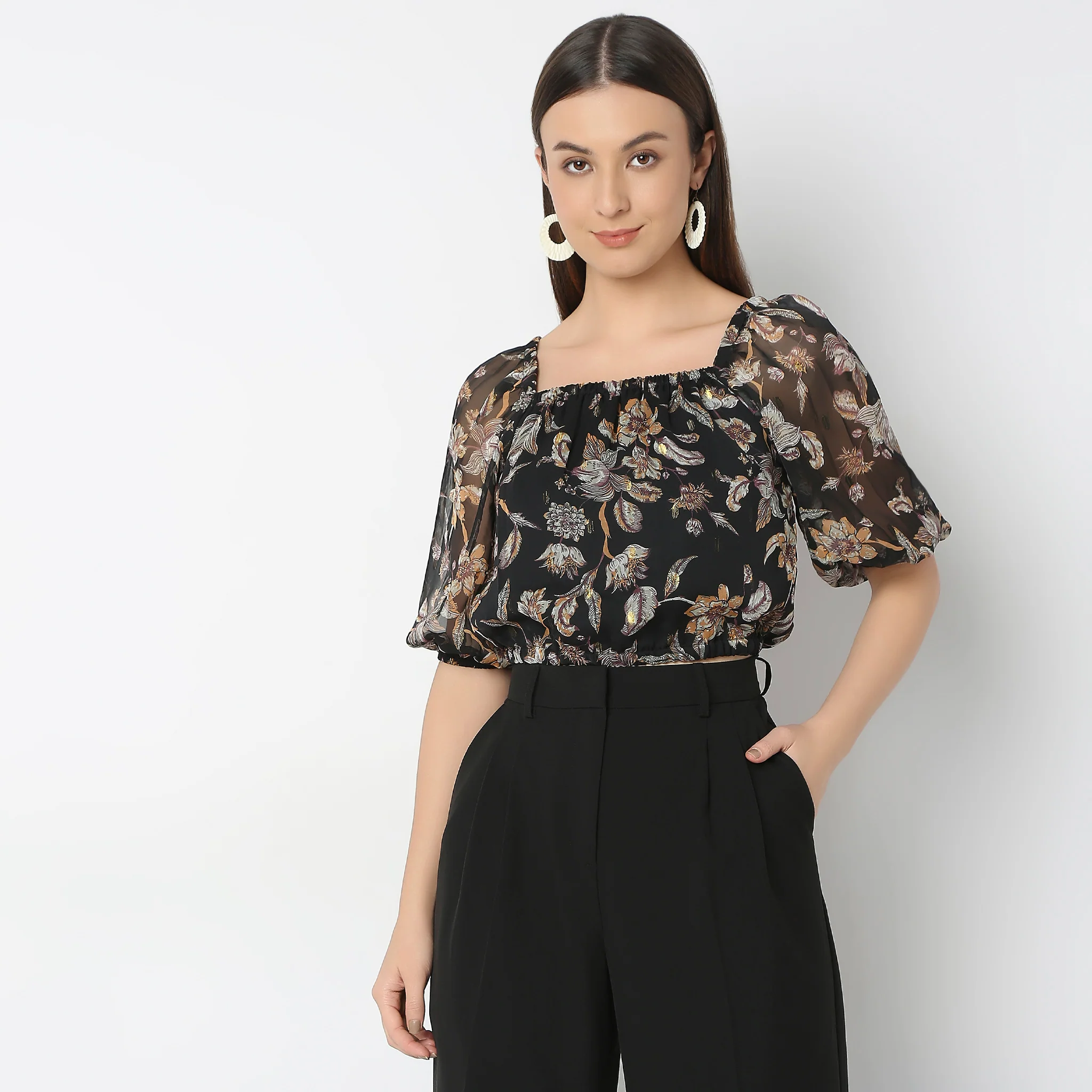 Regular Fit Printed Crop Top - Image 2