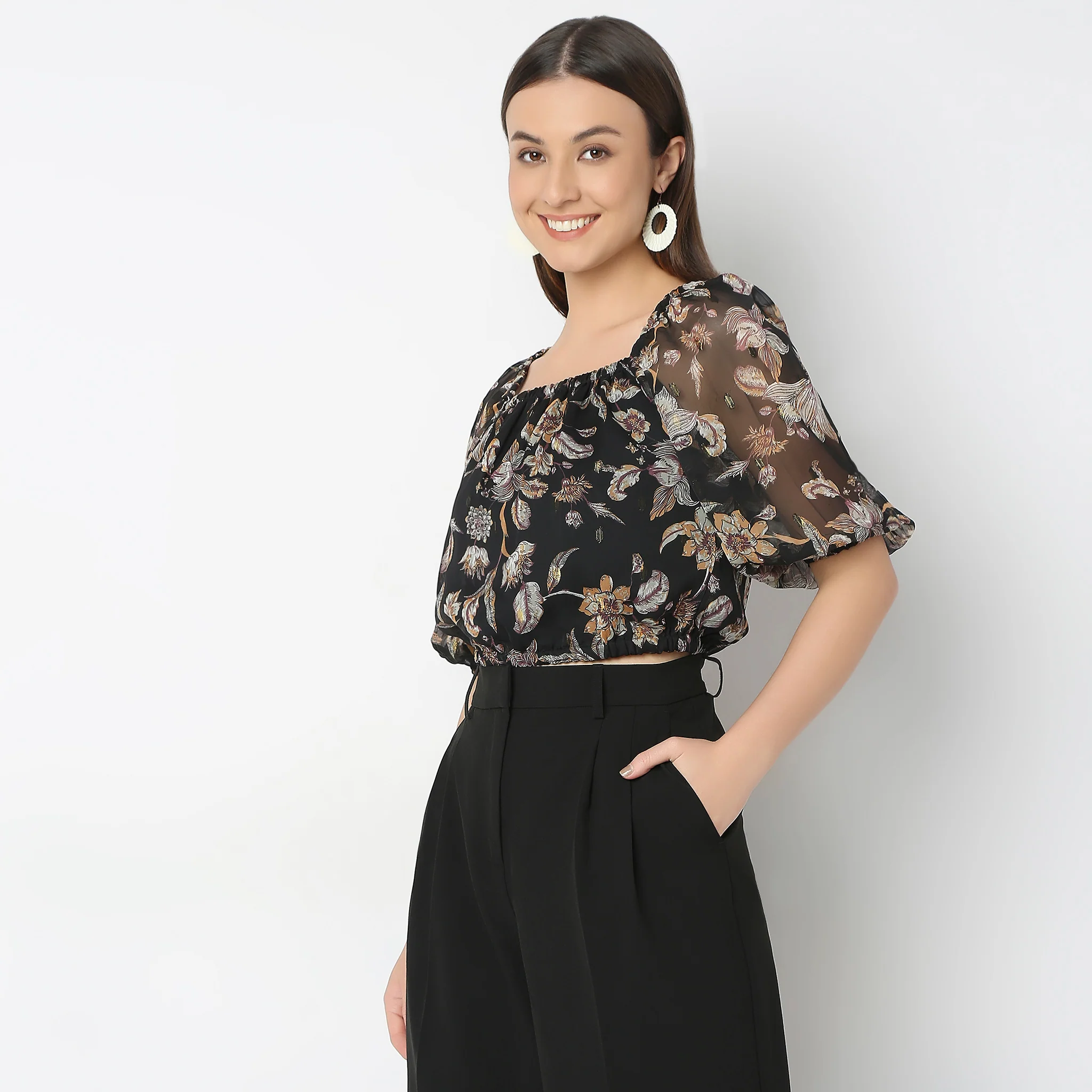 Regular Fit Printed Crop Top - Image 5