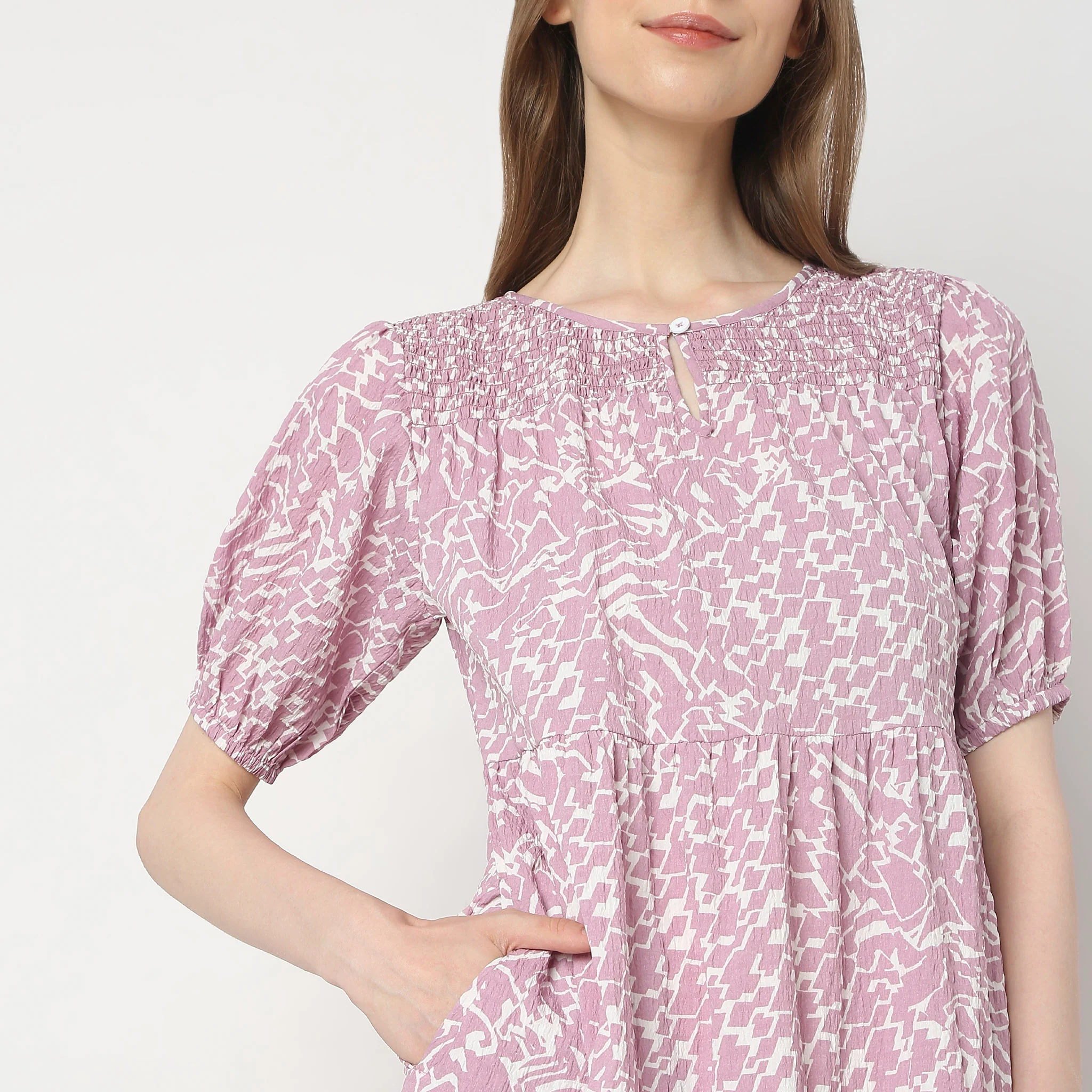 Regular Fit Printed Dress - Image 4
