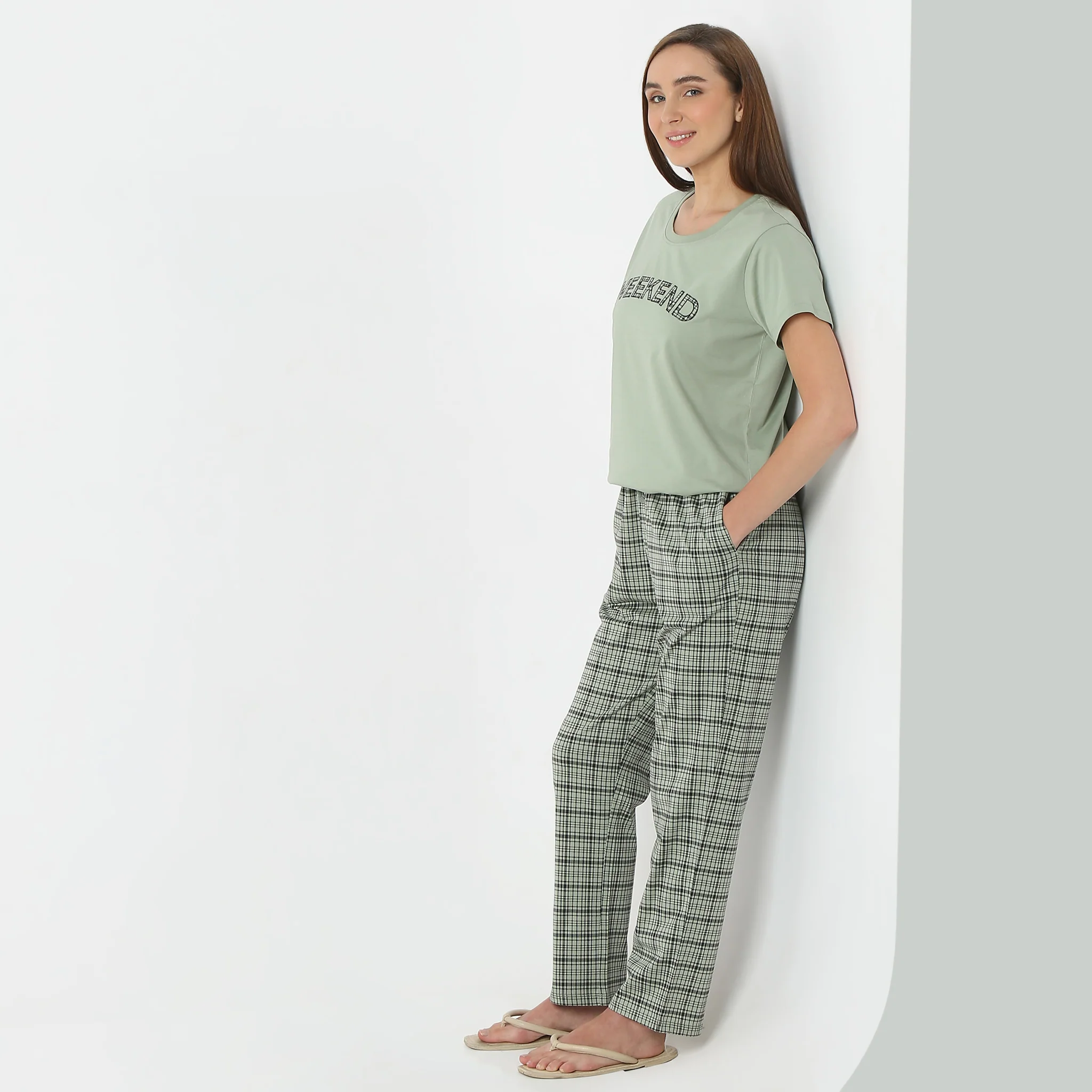 Printed Full Length Mid Rise Lounge Pyjamas