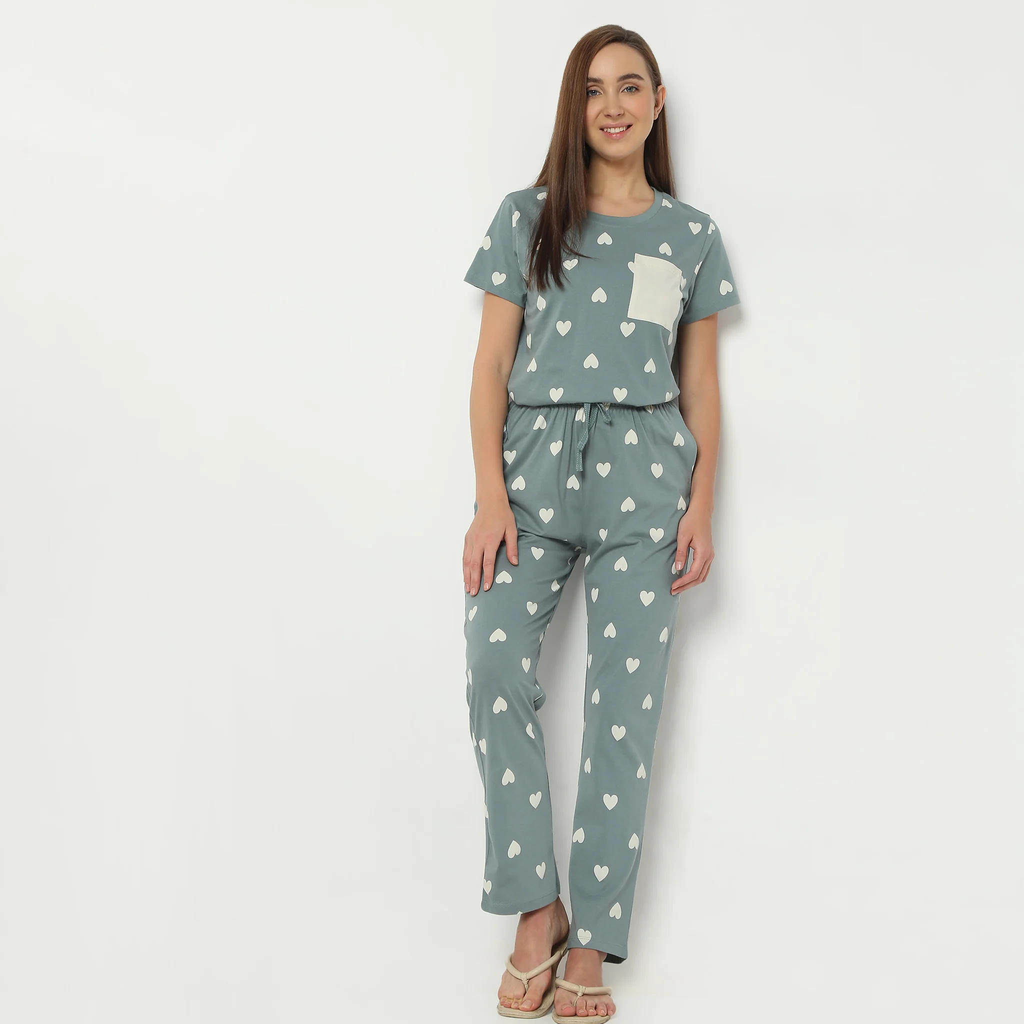 Printed Full Length Mid Rise Lounge Pyjamas