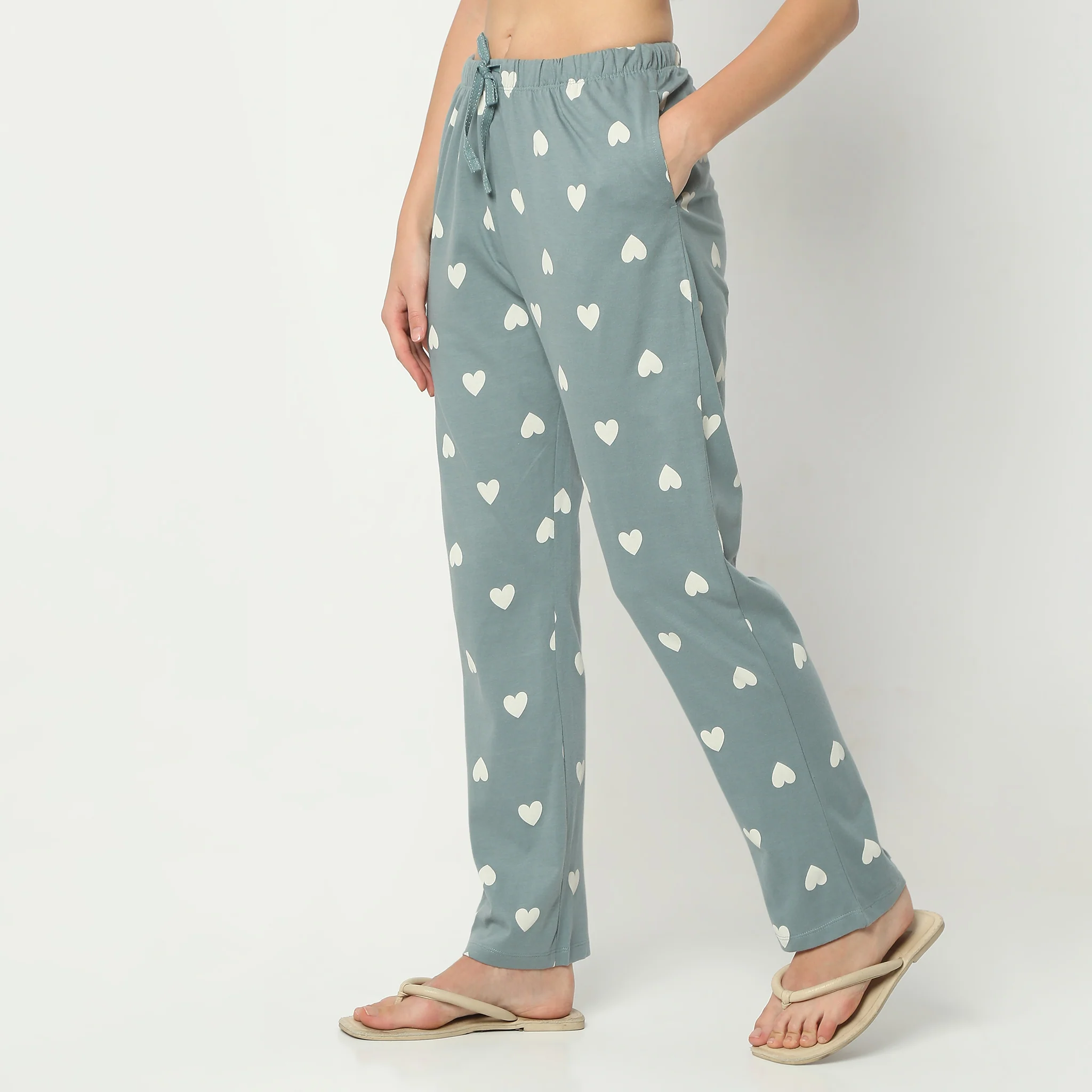 Printed Full Length Mid Rise Lounge Pyjamas - Image 5