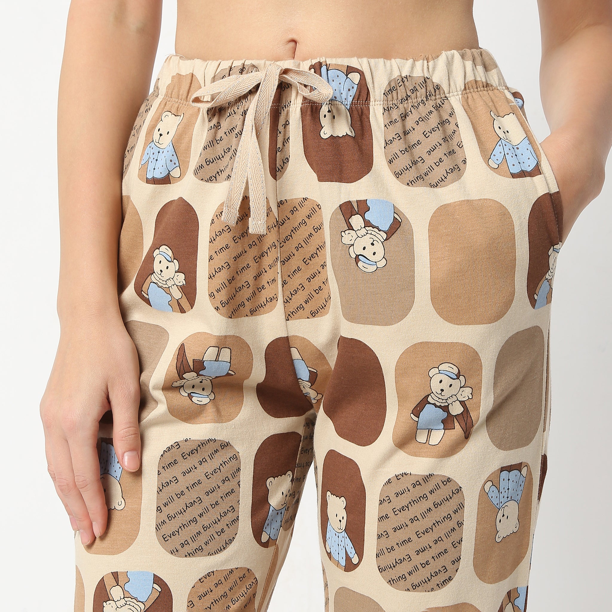 Printed Full Length Mid Rise Lounge Pyjamas - Image 4
