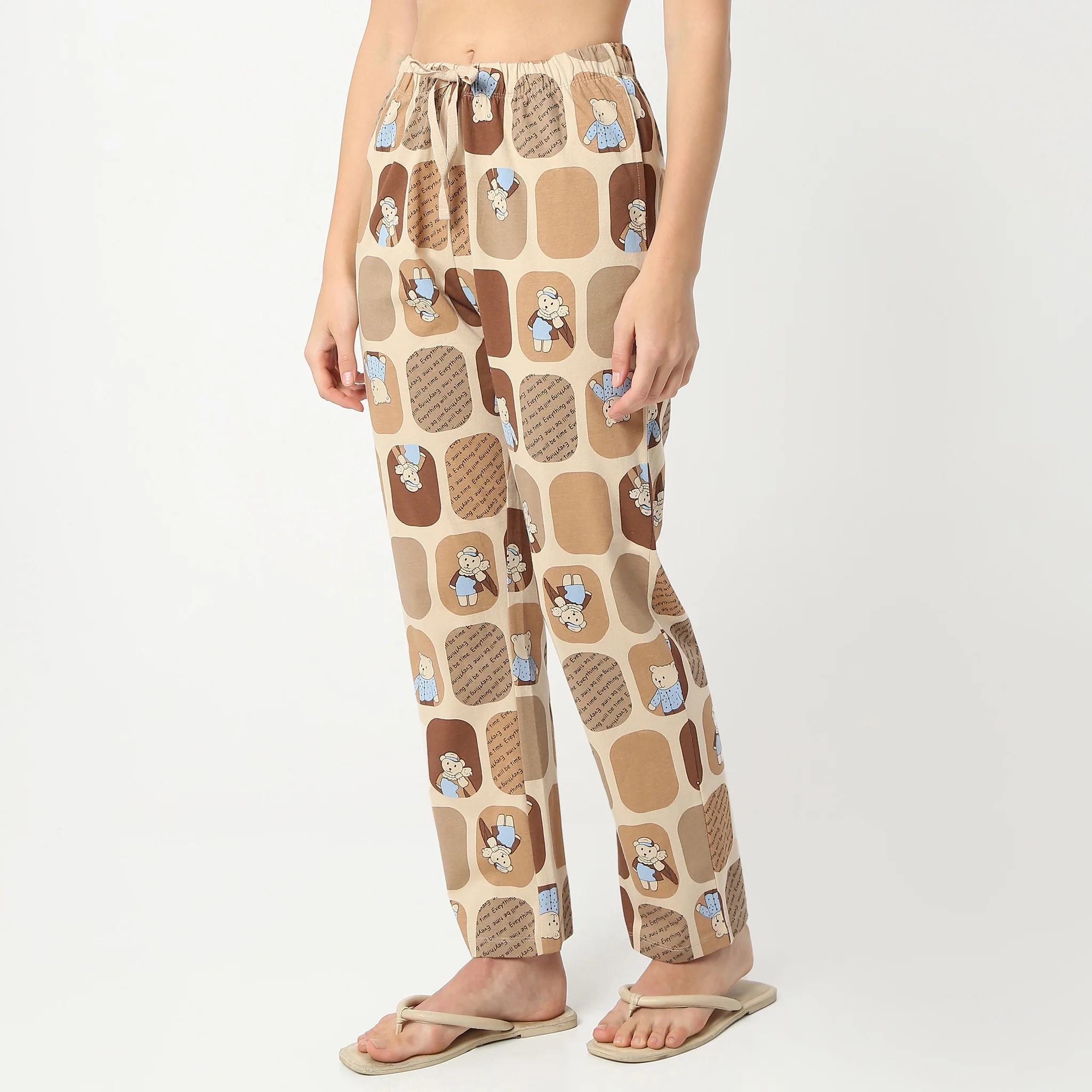 Printed Full Length Mid Rise Lounge Pyjamas - Image 5