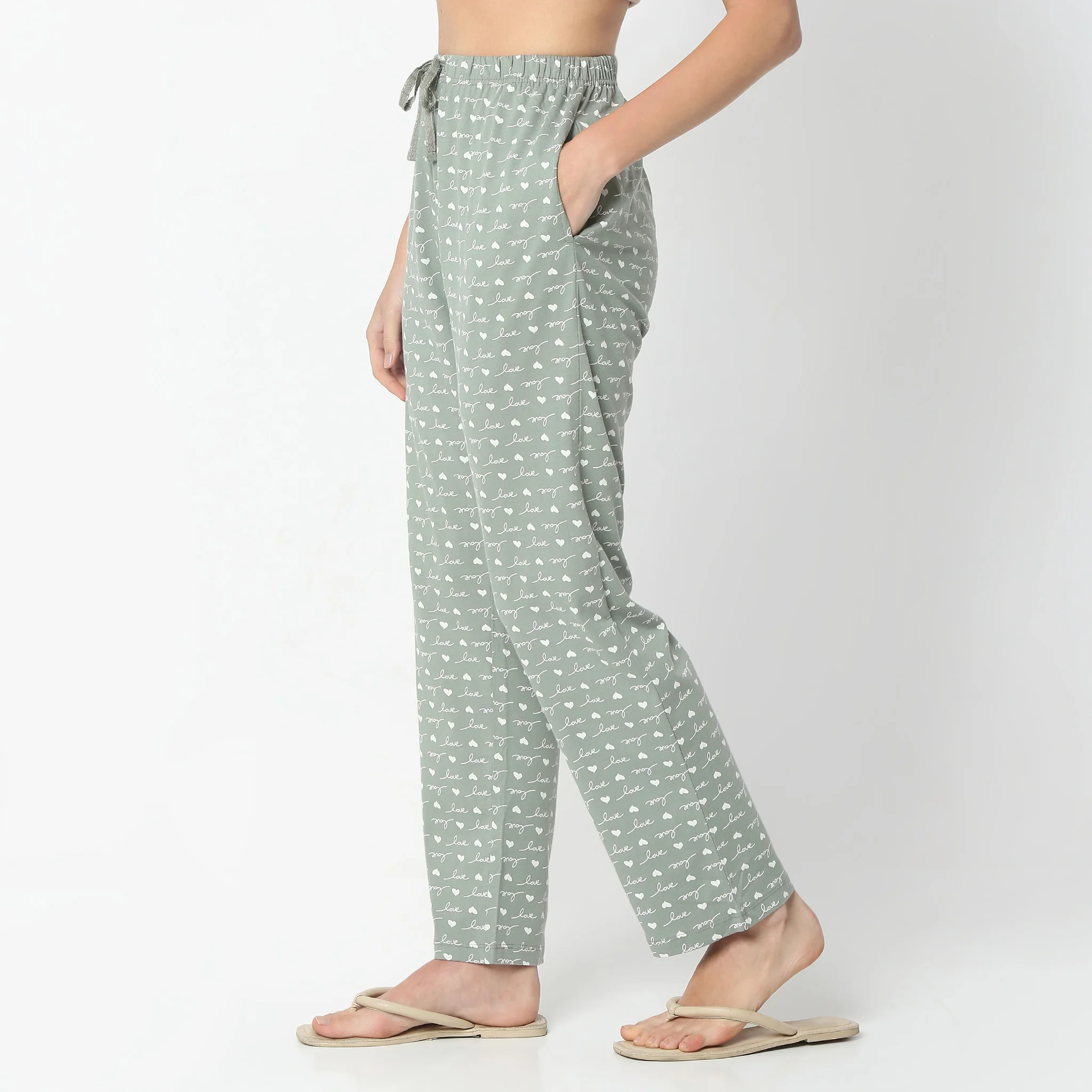 Printed Full Length Mid Rise Lounge Pyjamas - Image 5