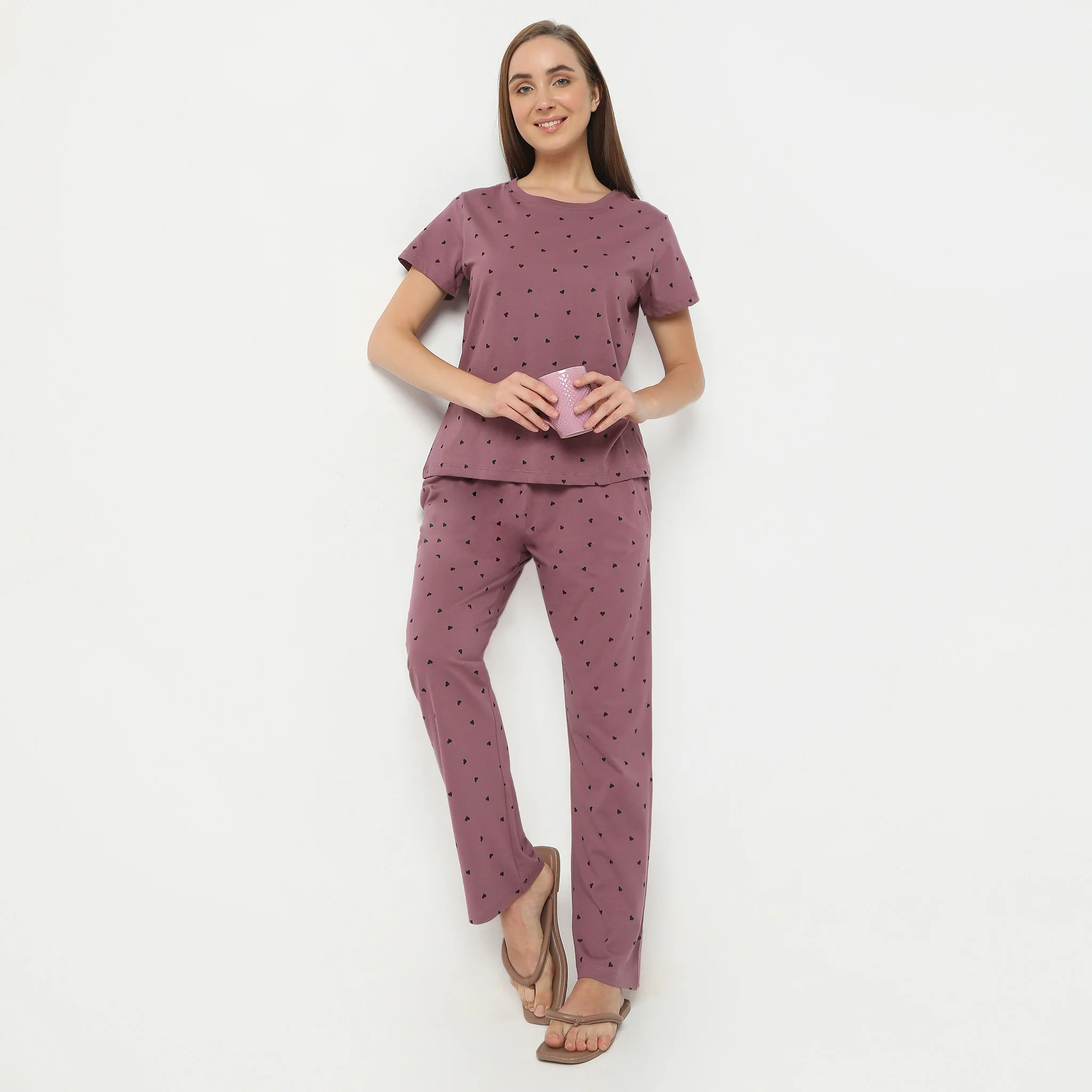 Printed Full Length Mid Rise Lounge Pyjamas