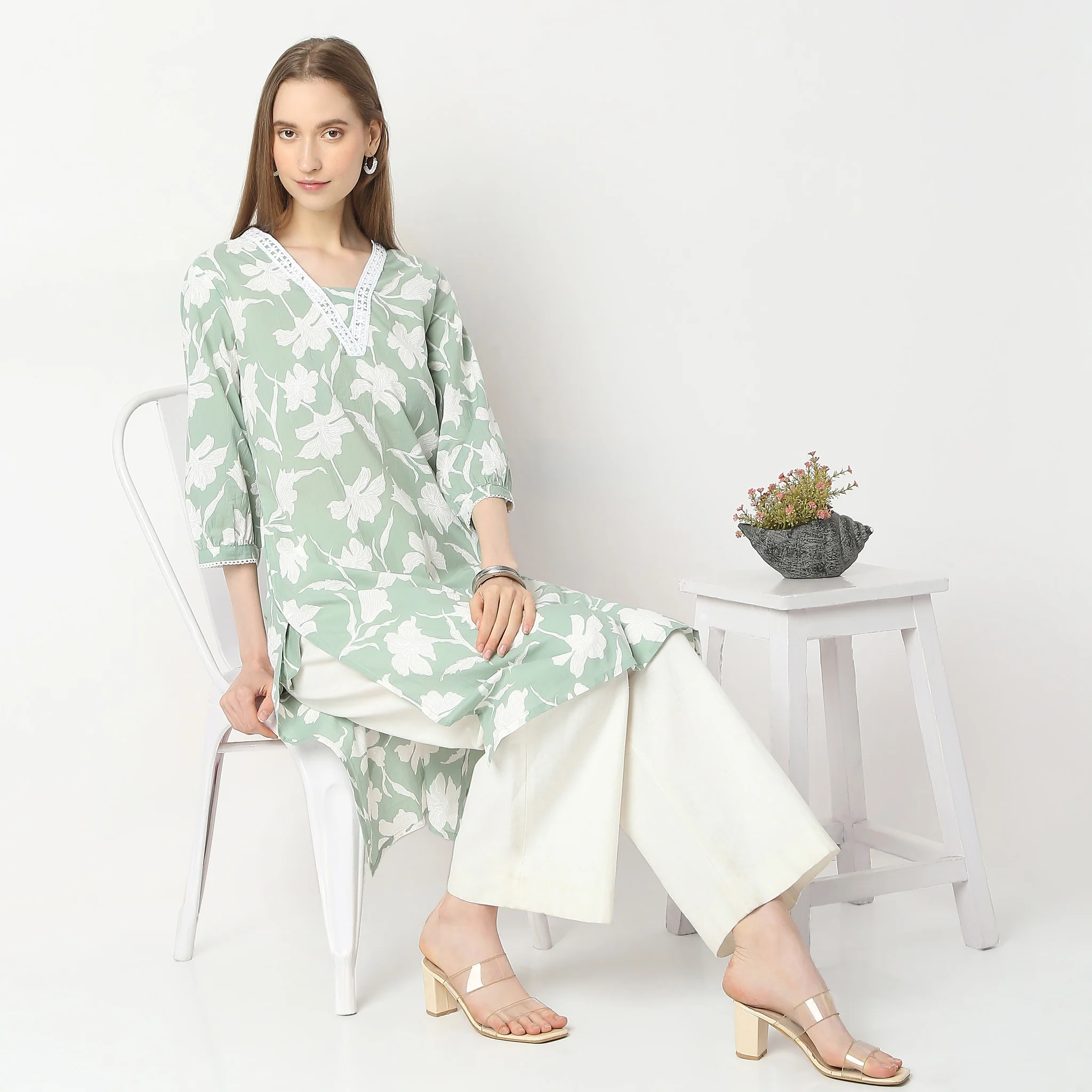Regular Fit Printed Below Knee Kurta