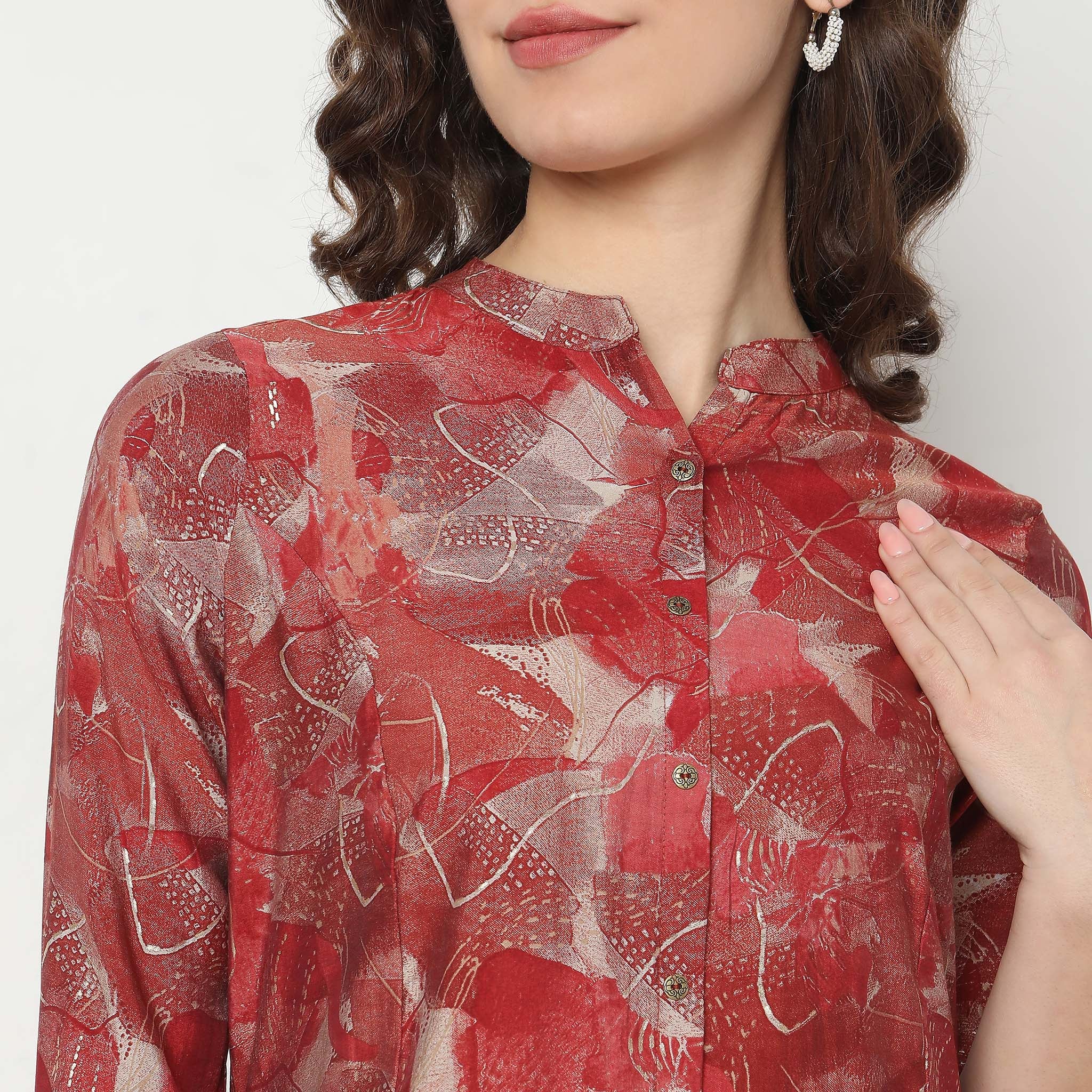 Regular Fit Printed Kurta With Pant Set - Image 4