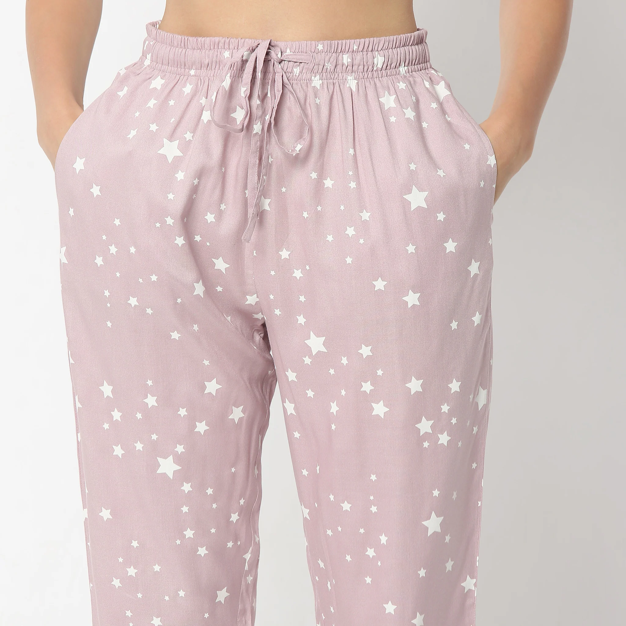 Printed Lapel Collar Short Sleeve Shirt With Pyjama Sleepwear Set - Image 7