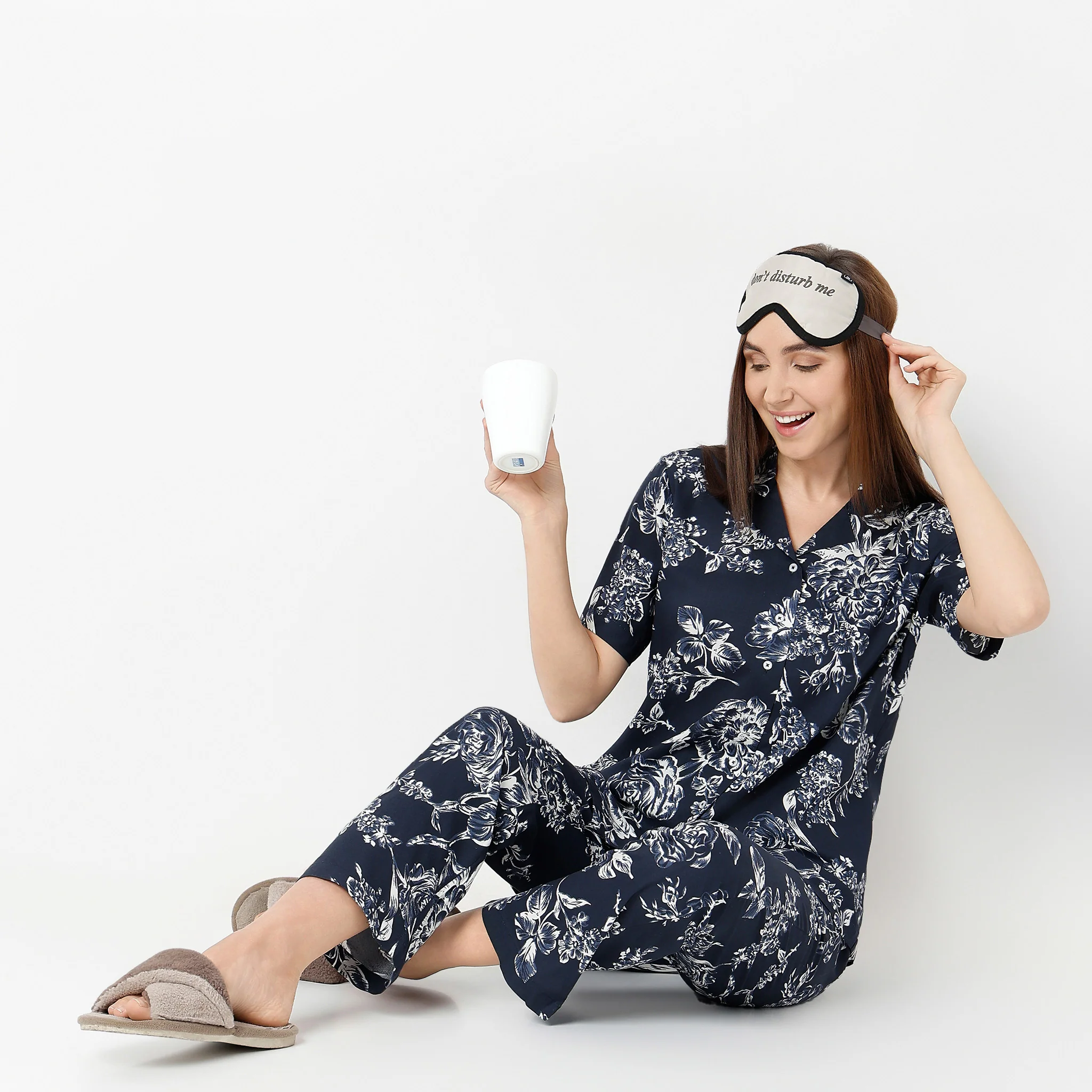 Lapel Collar Short Sleeve Printed Lounge Sleep Set Pyjama And Shirt