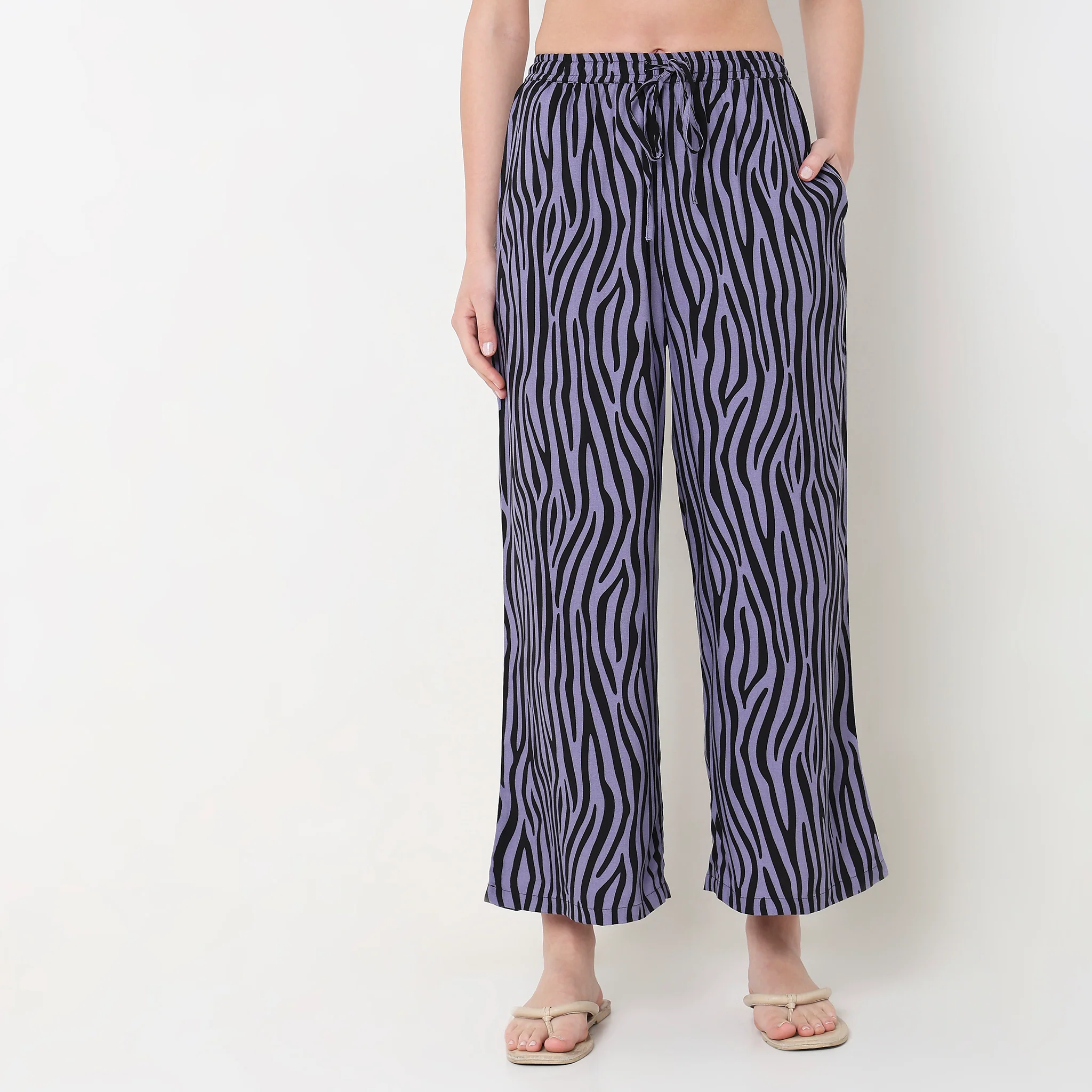 Woven Printed Mid Rise Lounge Joggers - Image 2