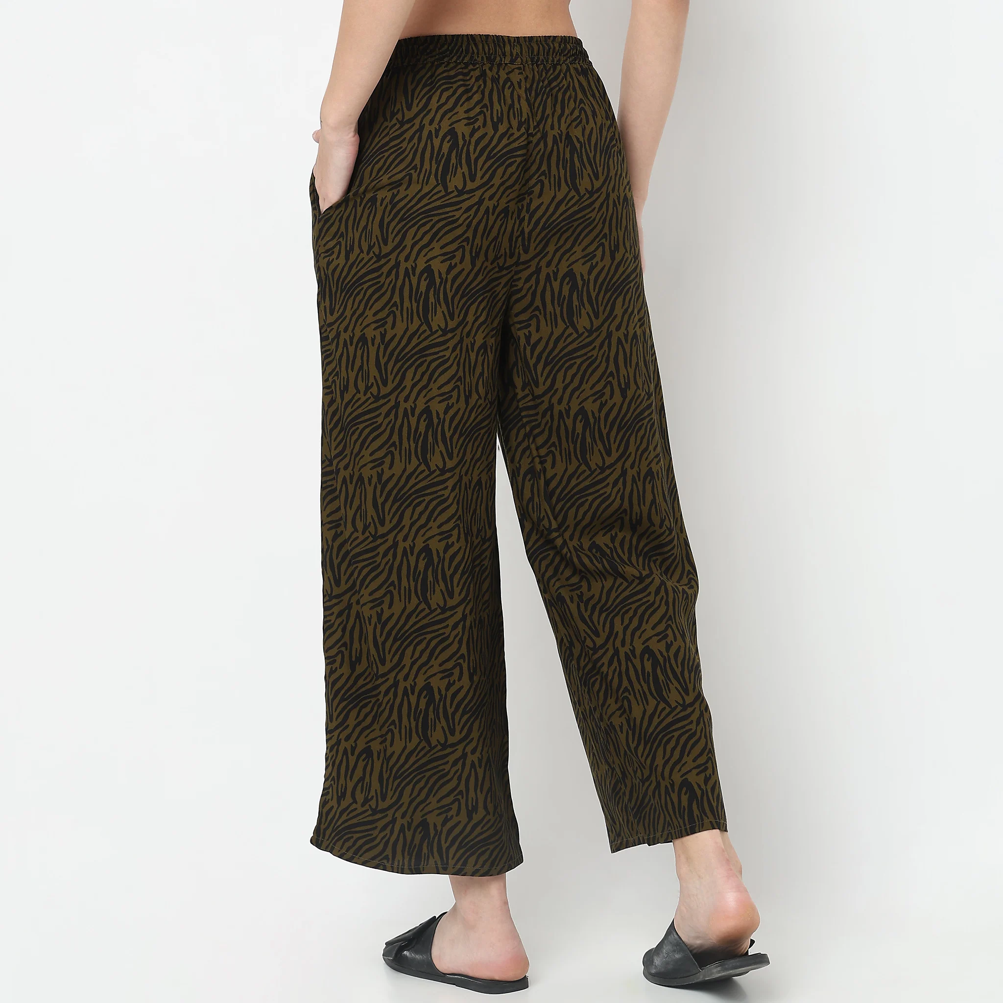 Woven Printed Mid Rise Lounge Palazzos - Image 3