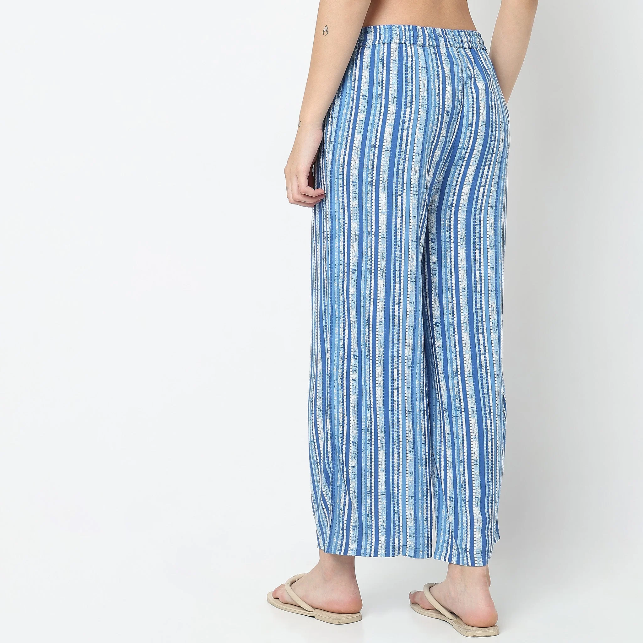 Woven Printed Mid Rise Lounge Palazzos - Image 8