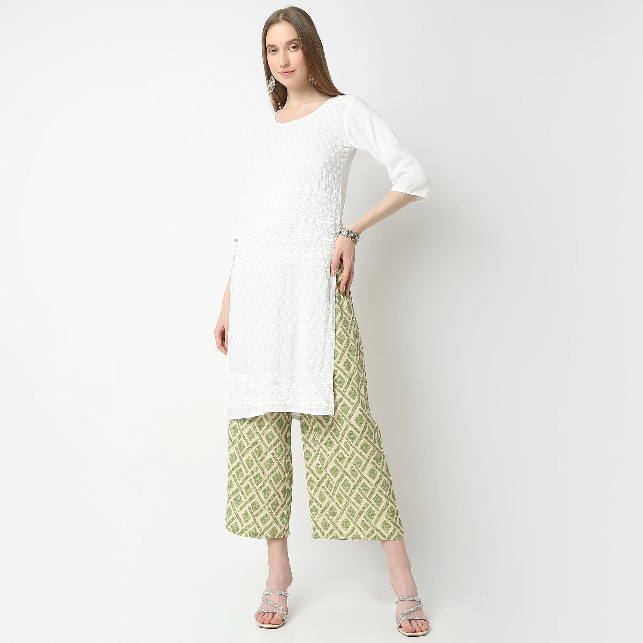 Printed Calf Length Mid Rise Lounge Palazzos