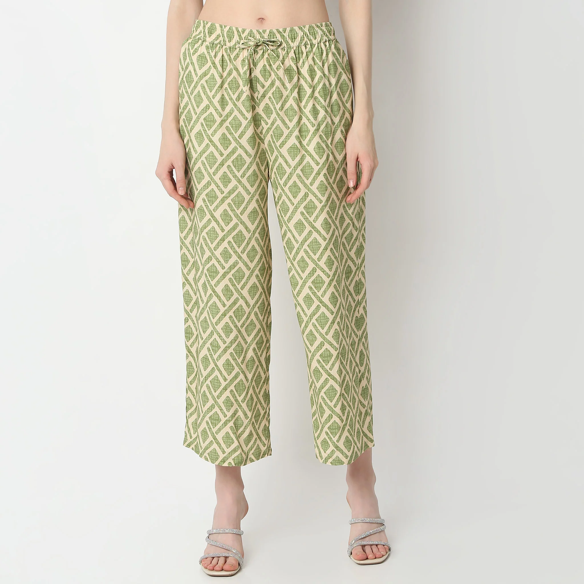 Printed Calf Length Mid Rise Lounge Palazzos - Image 2