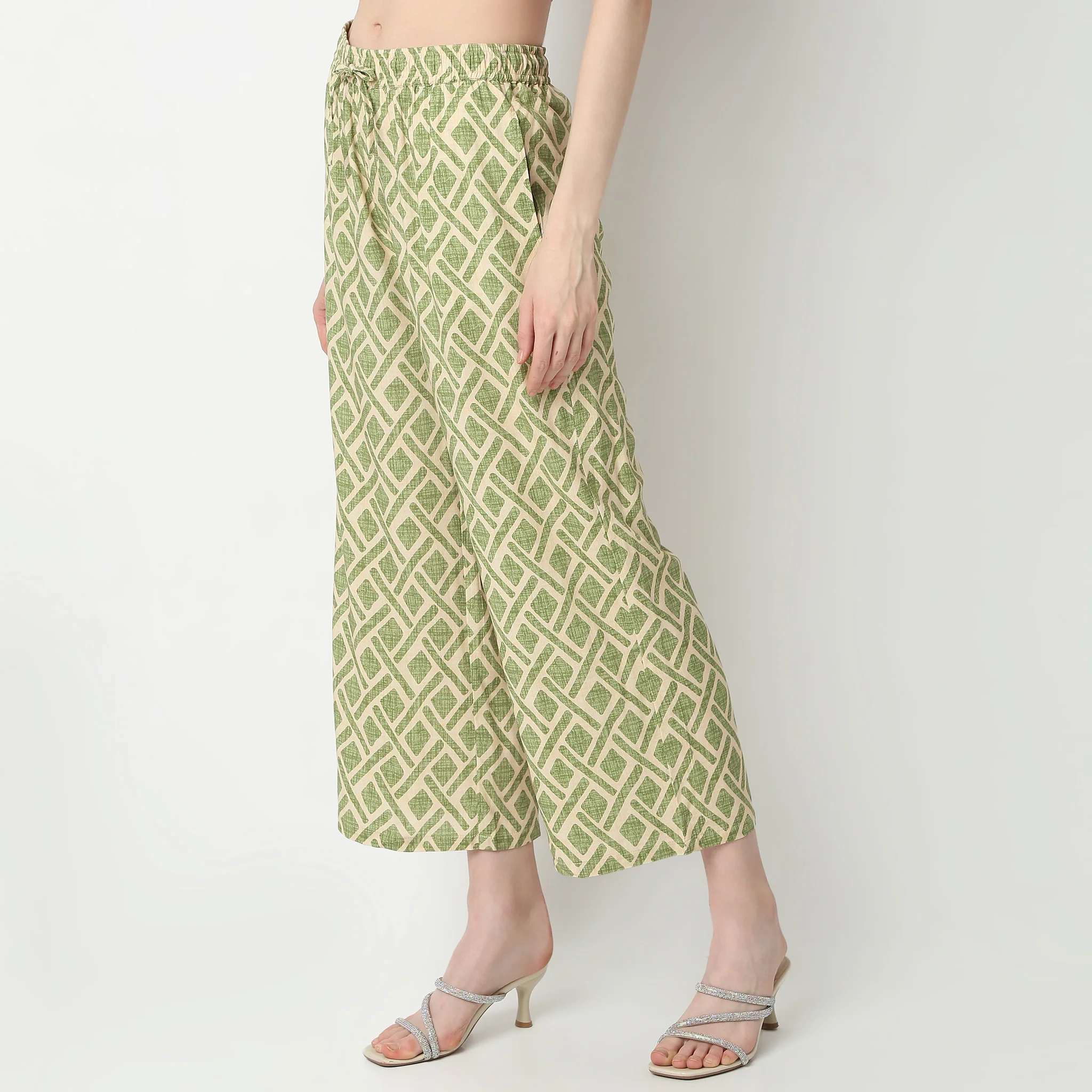 Printed Calf Length Mid Rise Lounge Palazzos - Image 5