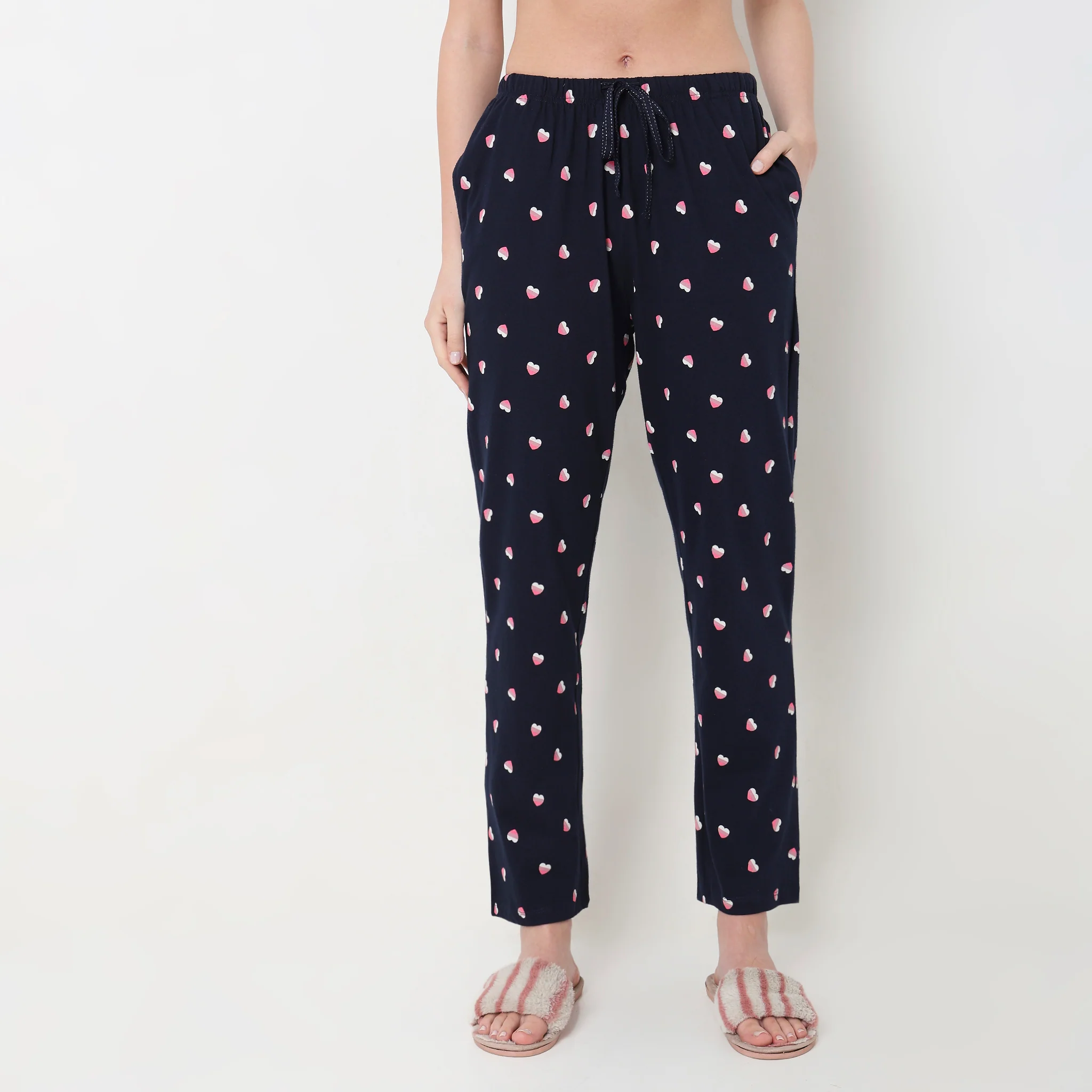 Knitted Printed Mid Rise Lounge Pyjamas - Image 2