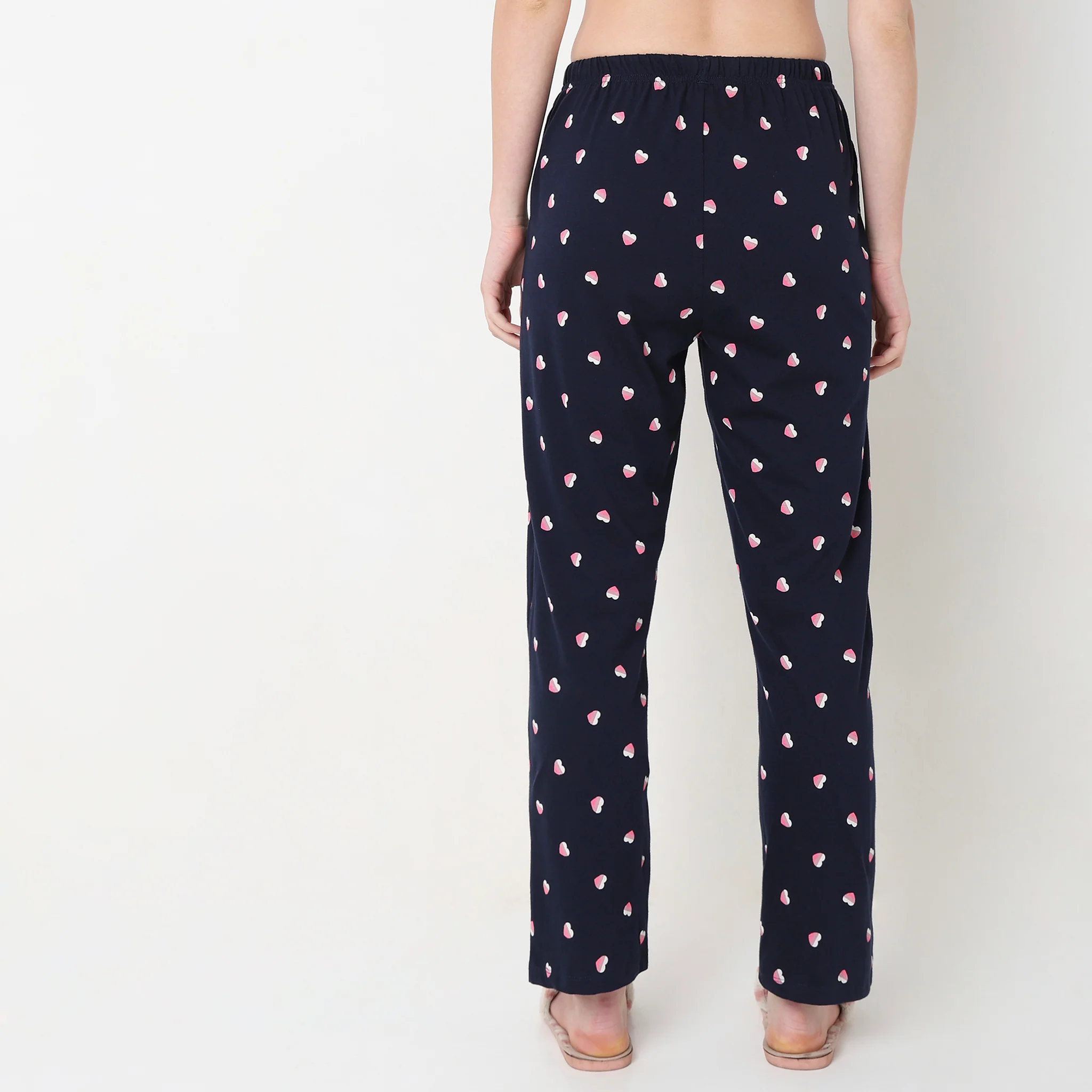 Knitted Printed Mid Rise Lounge Pyjamas - Image 3