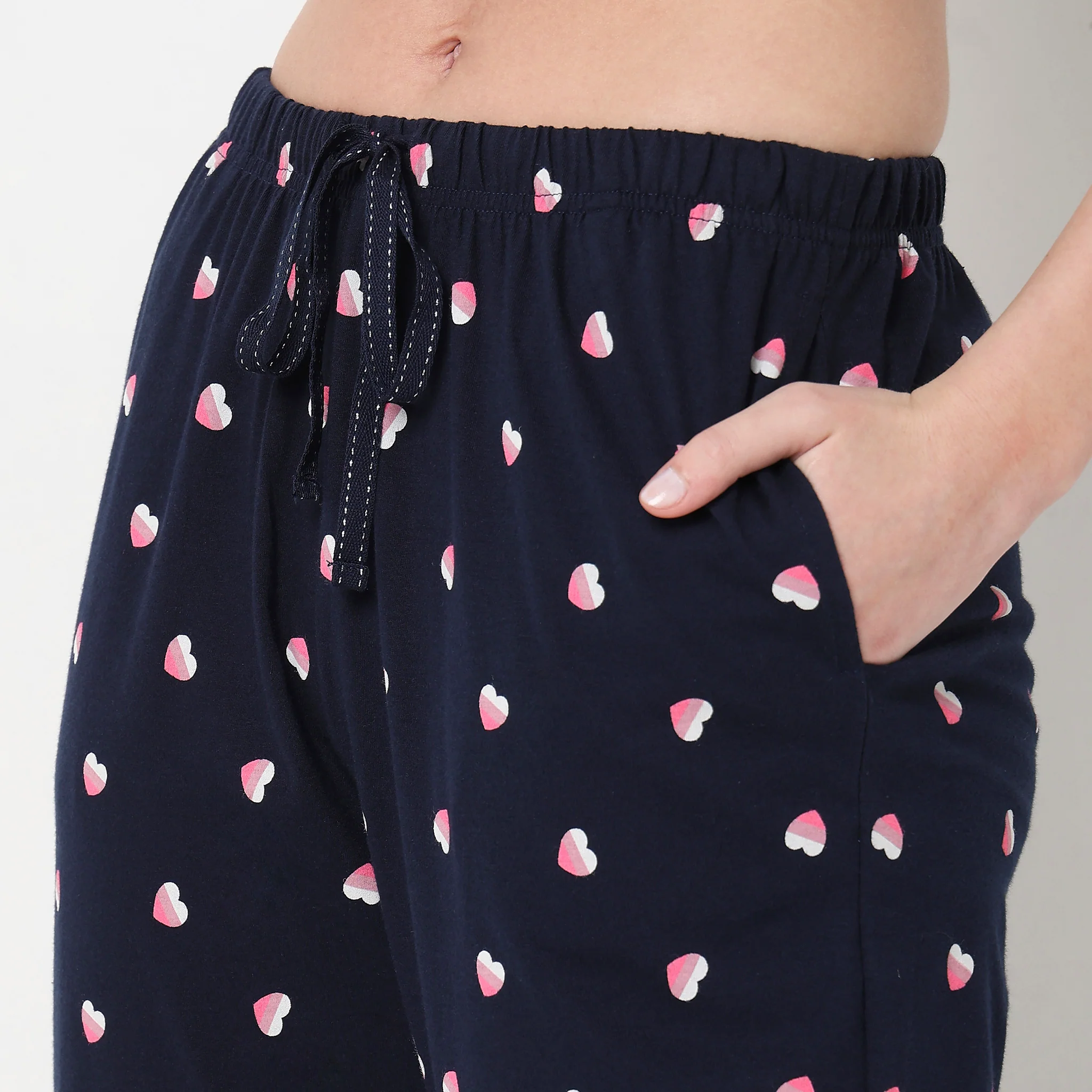 Knitted Printed Mid Rise Lounge Pyjamas - Image 4