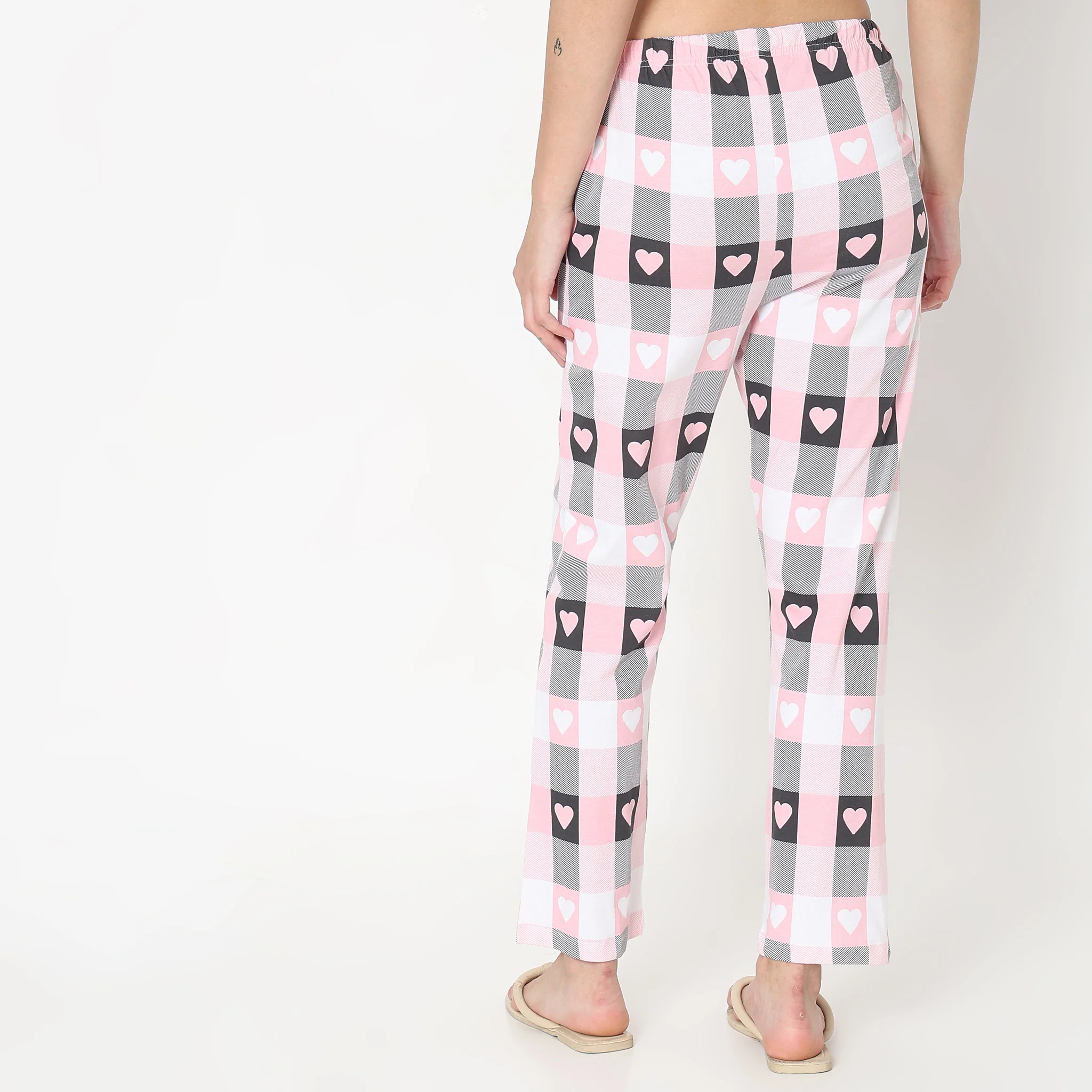 Knitted Printed Mid Rise Lounge Pyjamas - Image 8