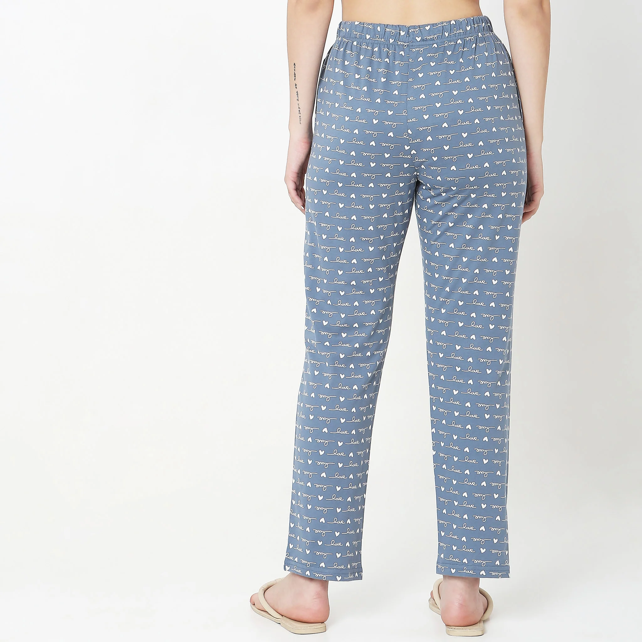 Knitted Printed Mid Rise Lounge Pyjamas - Image 3