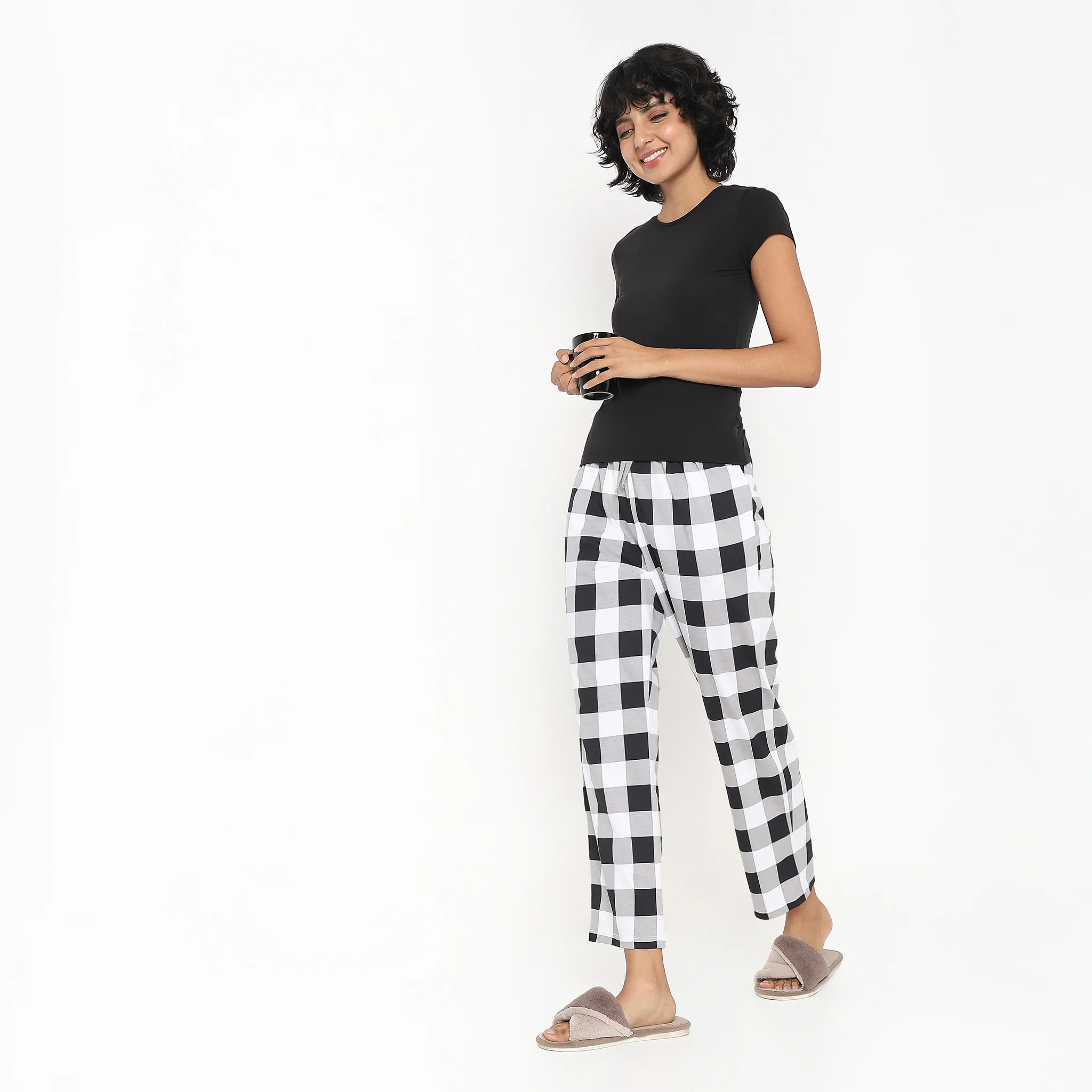 Knitted Printed Mid Rise Lounge Pyjamas