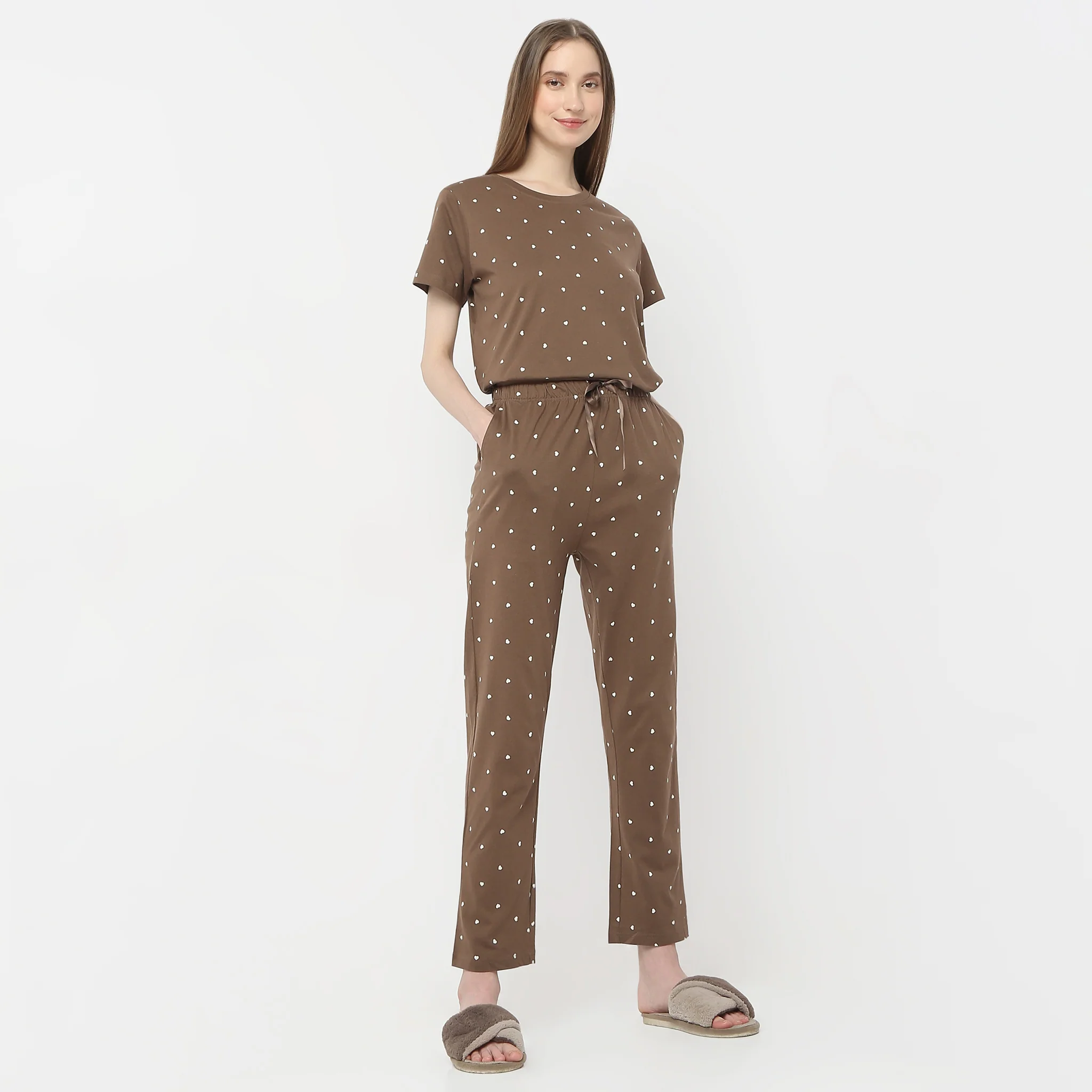 Printed Full Length Heart Core Lounge Pyjamas