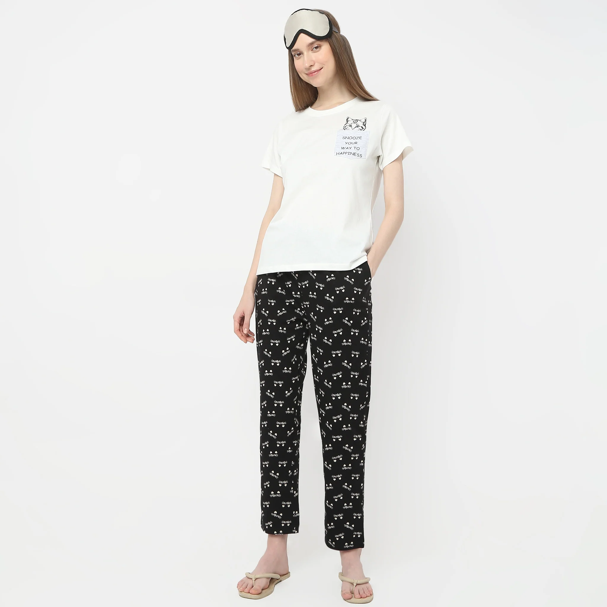 Printed Full Length Heart Core Lounge Pyjamas