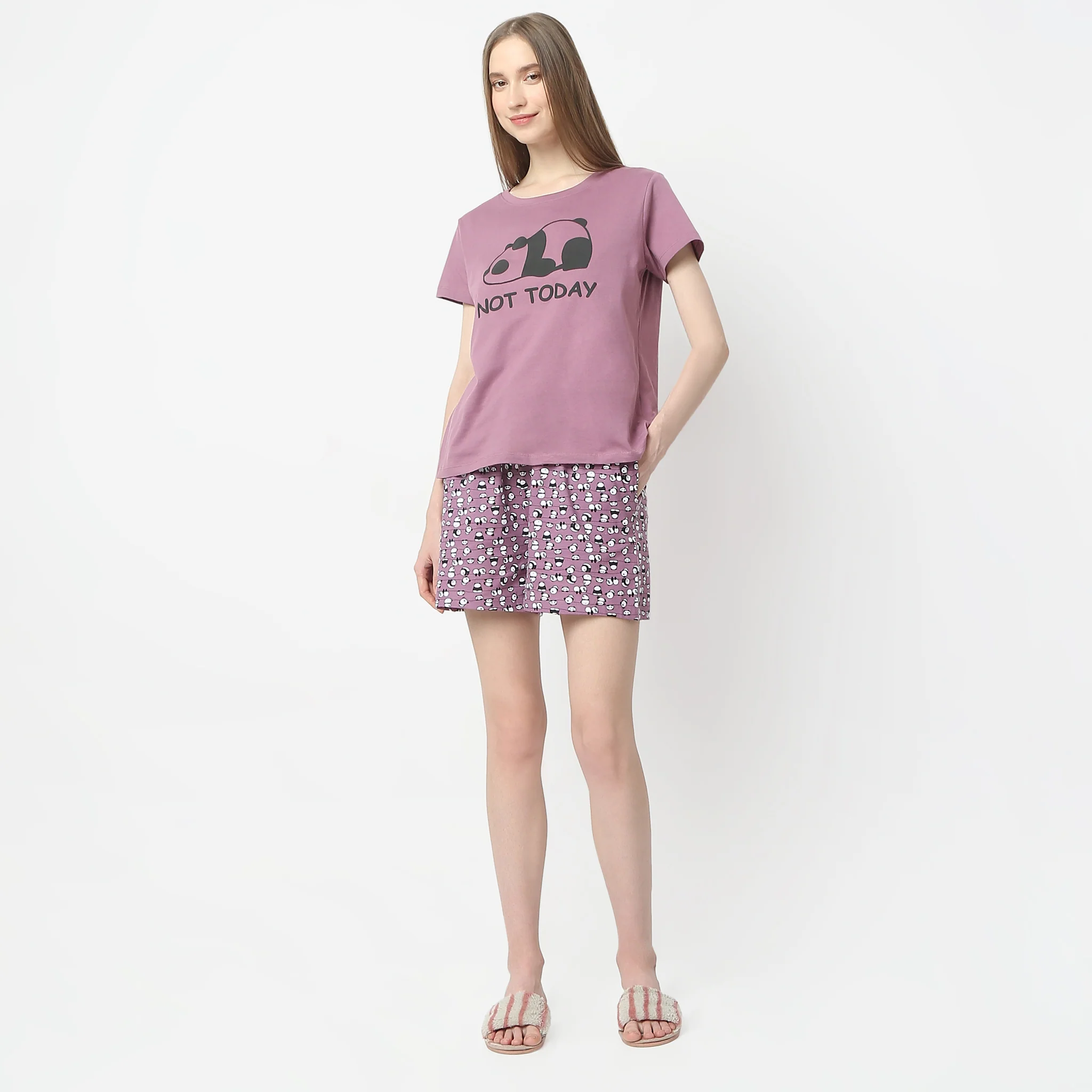 Printed Straight Animal Core Mid Rise Lounge Shorts