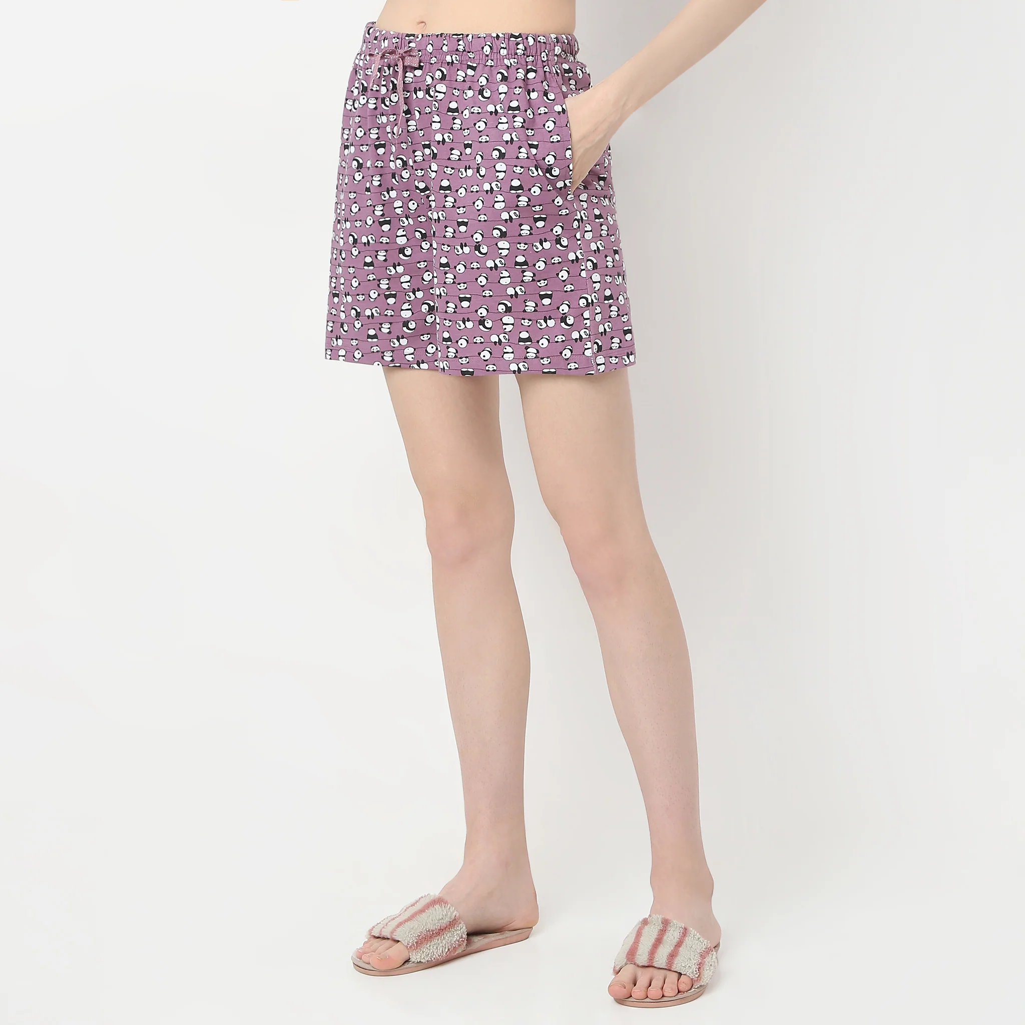 Printed Straight Animal Core Mid Rise Lounge Shorts - Image 5