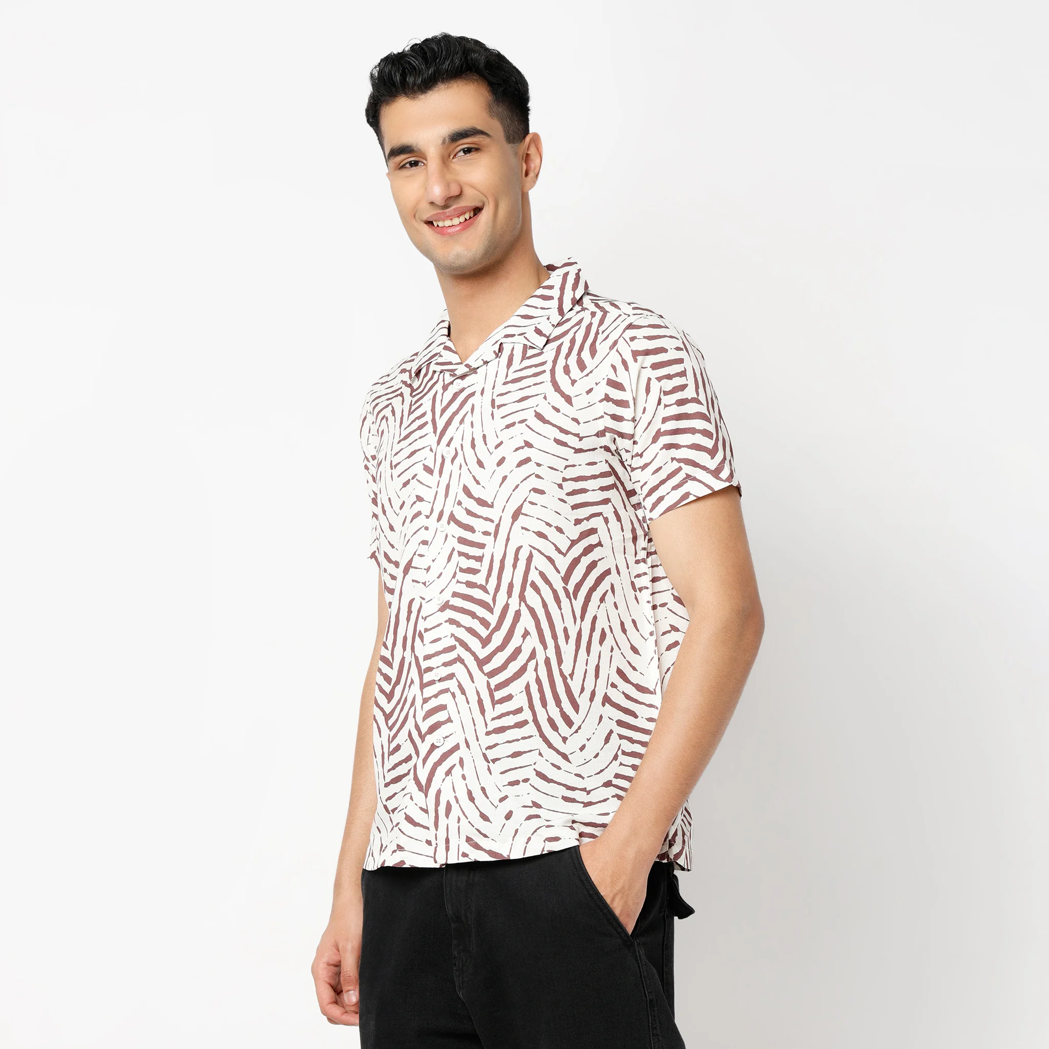 Printed Camp Collar Retreat Half Sleeve Shirt - Image 14