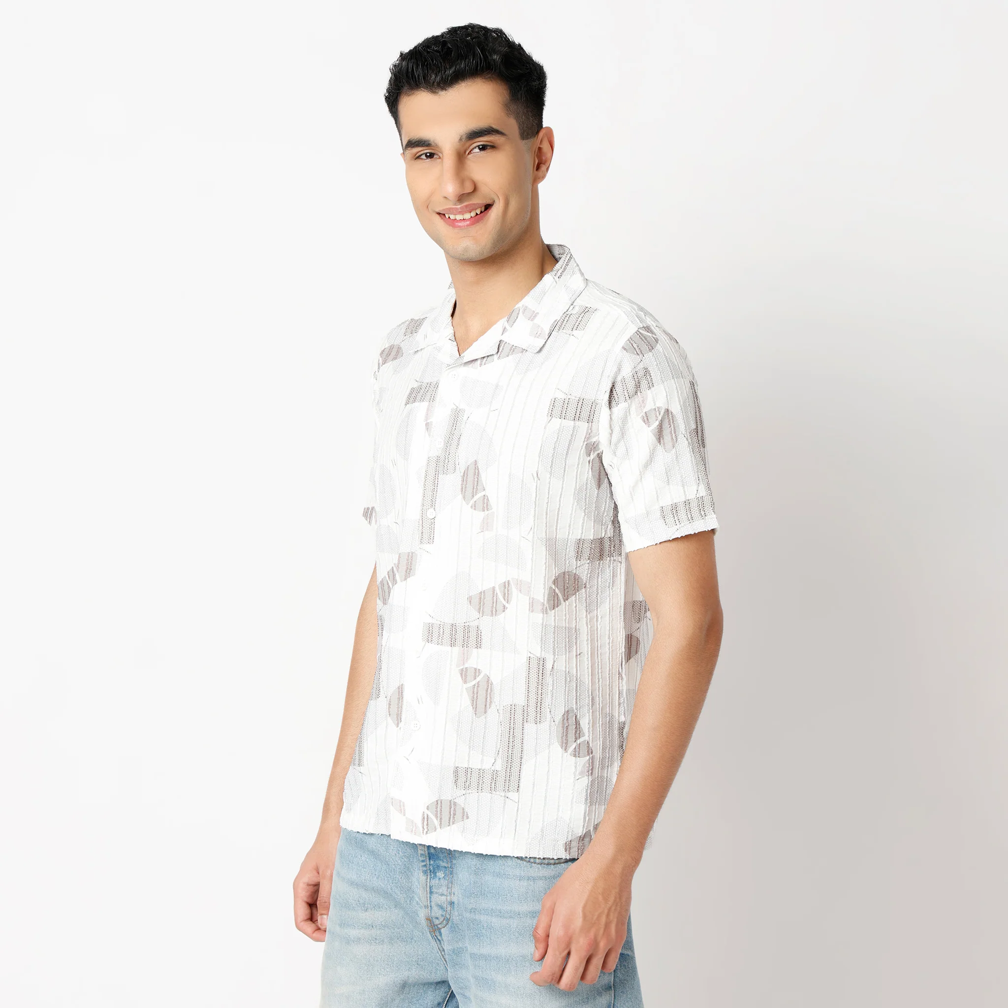 Printed Camp Collar Retreat Half Sleeve Shirt - Image 7