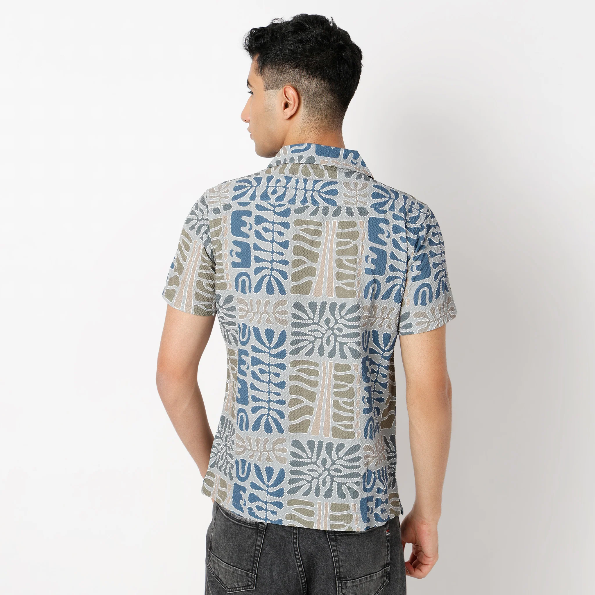 RetreatįµĖ£ Printed Camp Collar Half Sleeve Shirt - Image 3