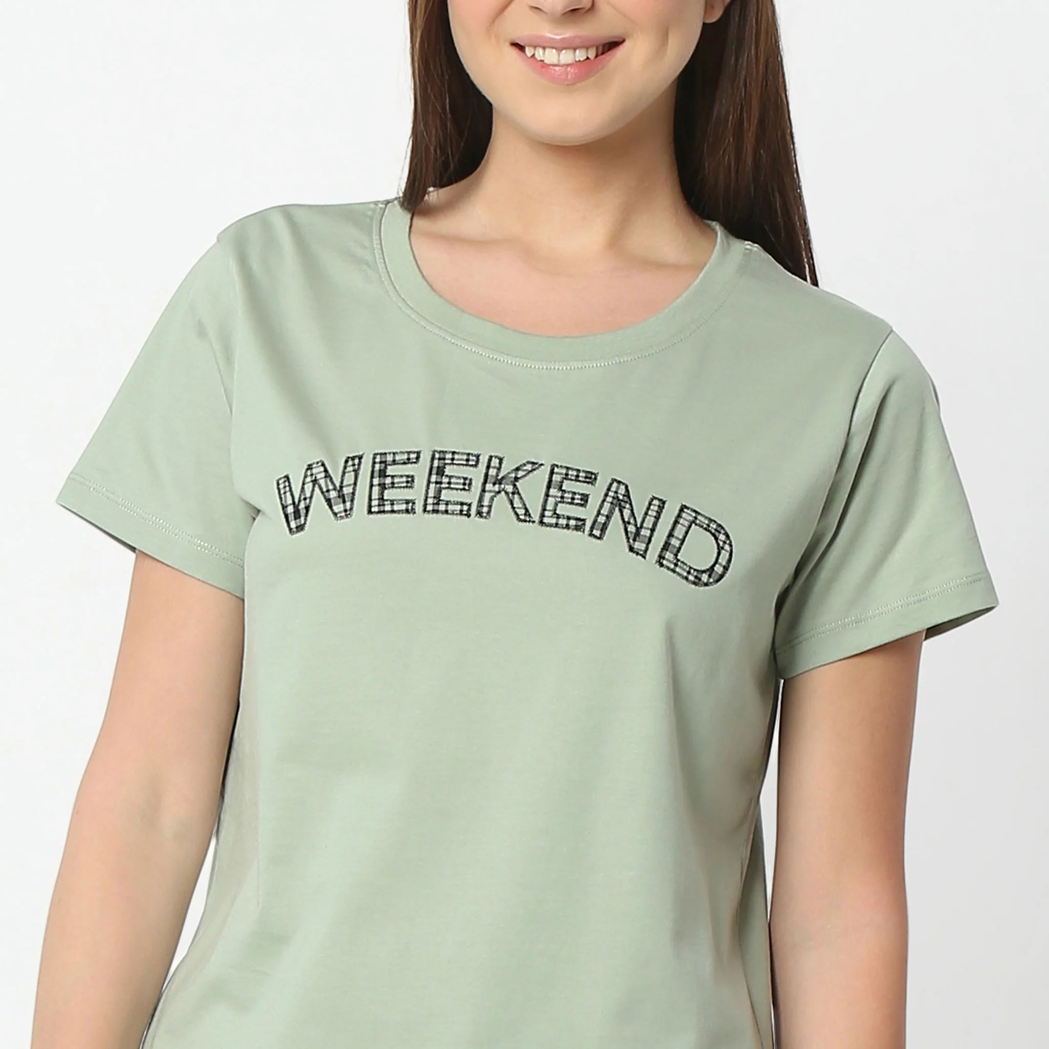 Printed Round Neck Short Sleeve Lounge T-Shirt - Image 4