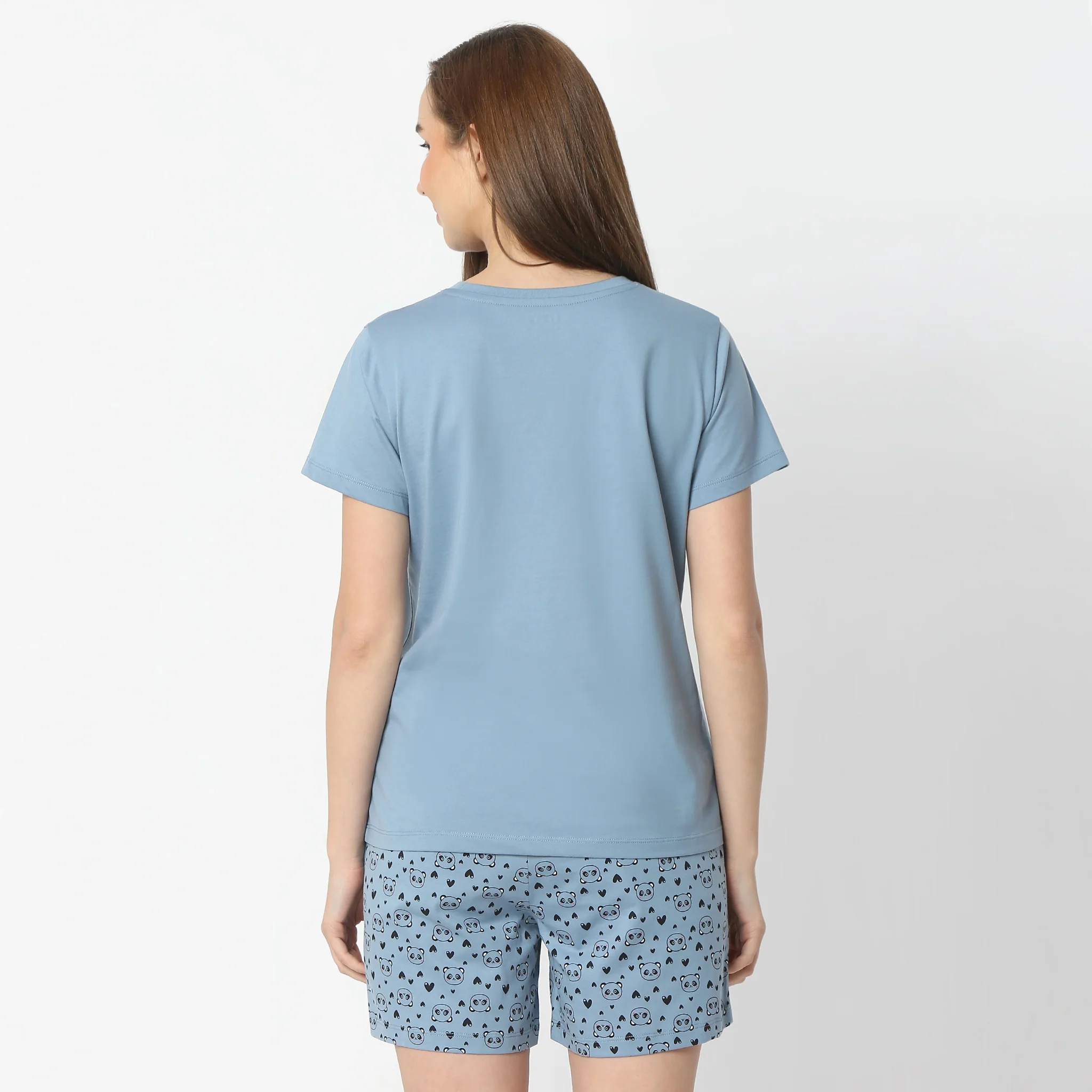 Printed Round Neck Short Sleeve Lounge T-Shirt - Image 3