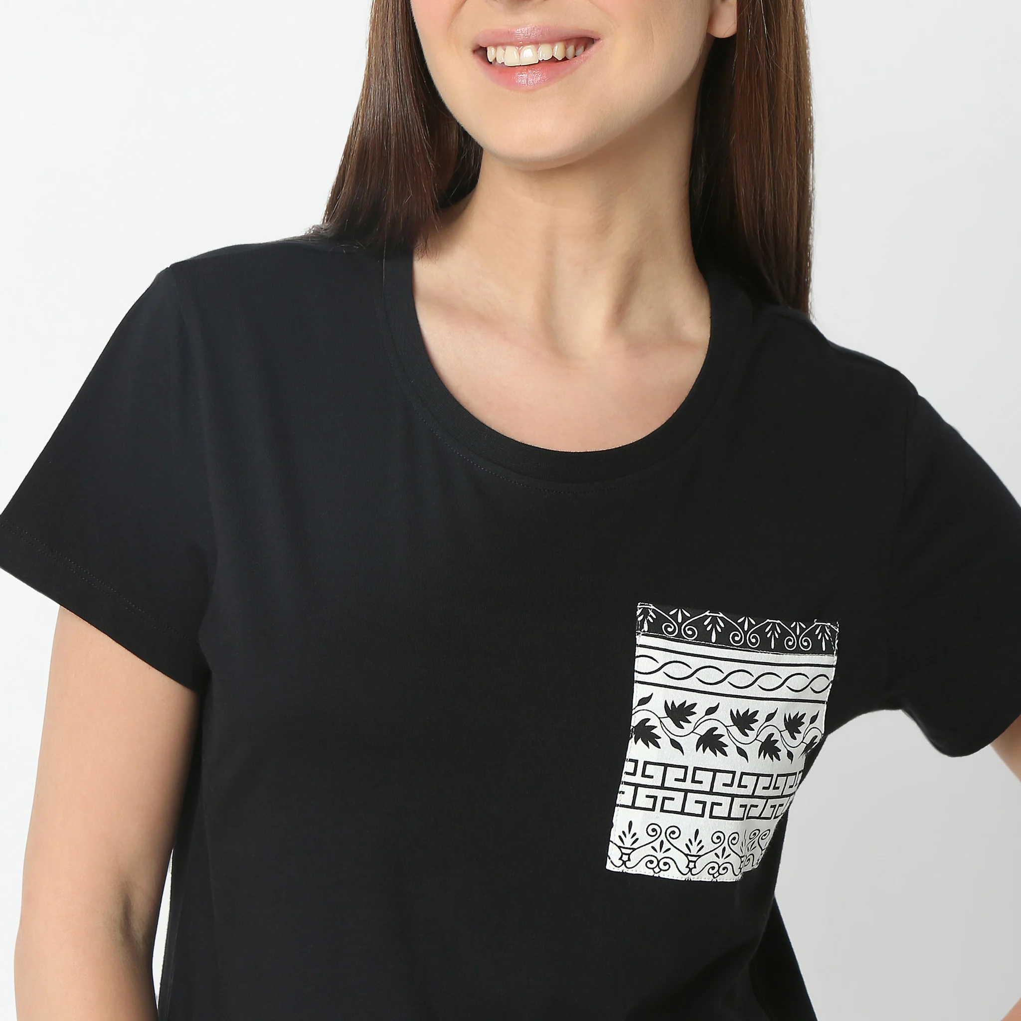Printed Round Neck Short Sleeve Lounge T-Shirt - Image 4