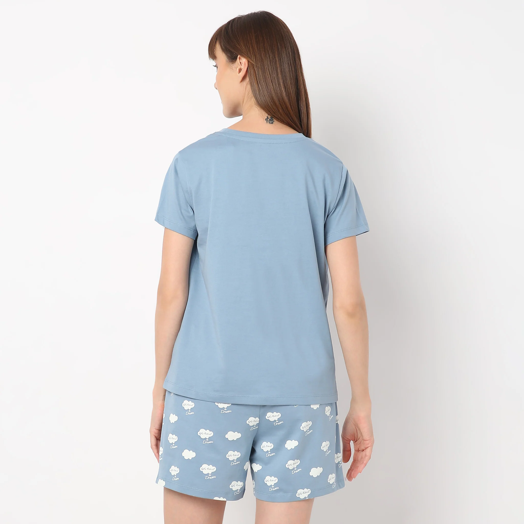 Crew Neck Short Sleeve Printed Lounge T-Shirt - Image 3