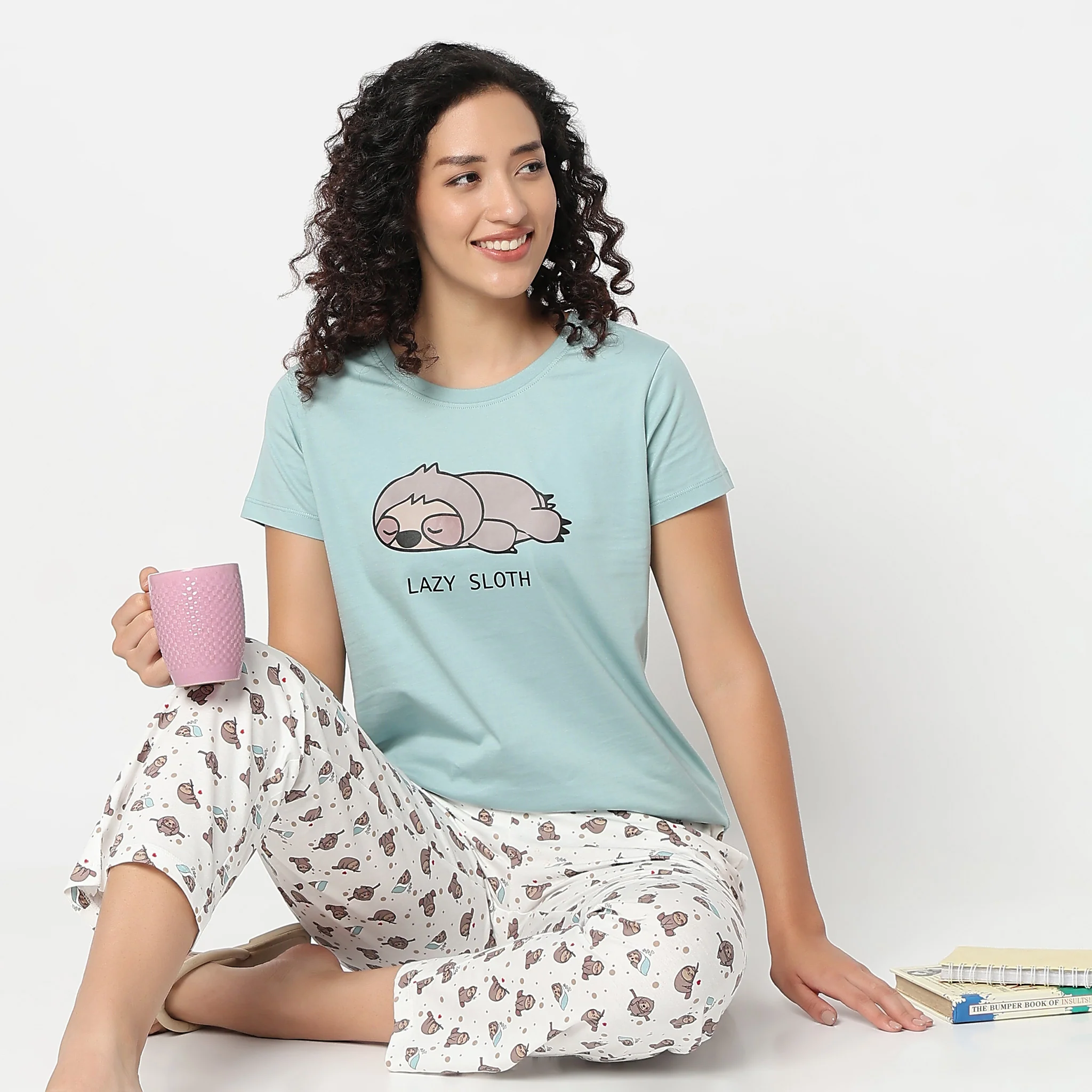 Animal Print Round Neck Loungewear T-Shirt - Image 6