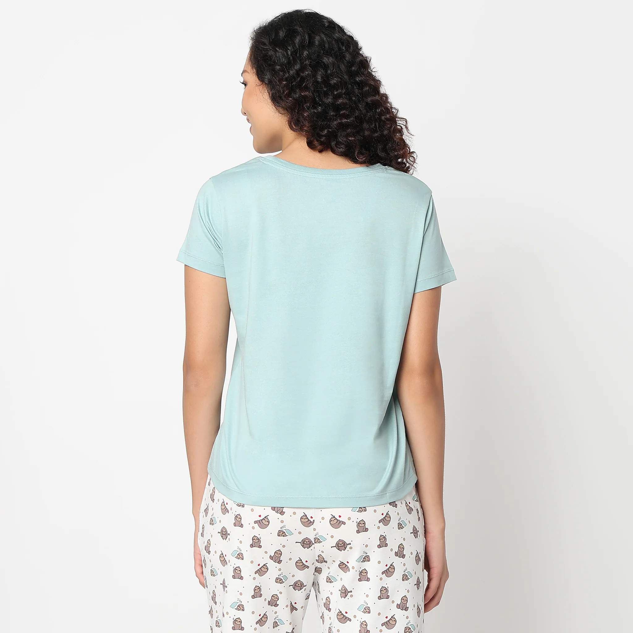Animal Print Round Neck Loungewear T-Shirt - Image 8